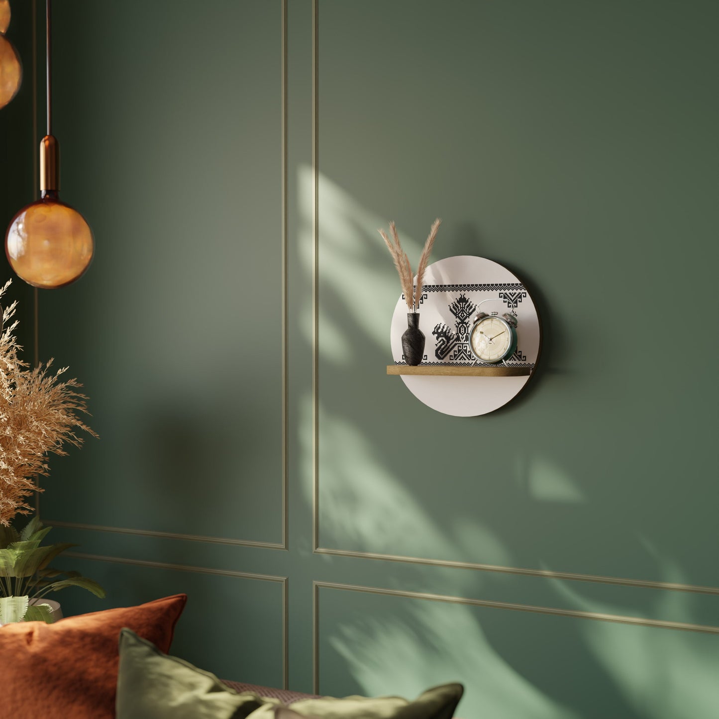Mensola rotonda MYTHIC STITCH in effetto rovere