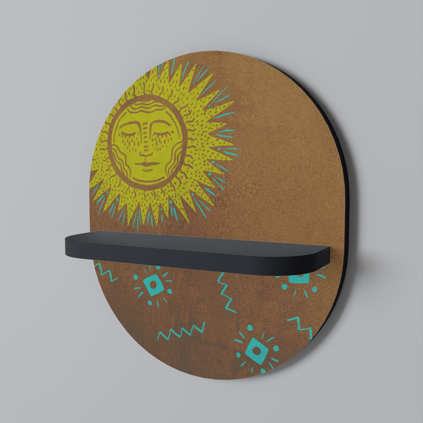 SUNSHINE PRAISE Oval Art Shelf In Black Finish