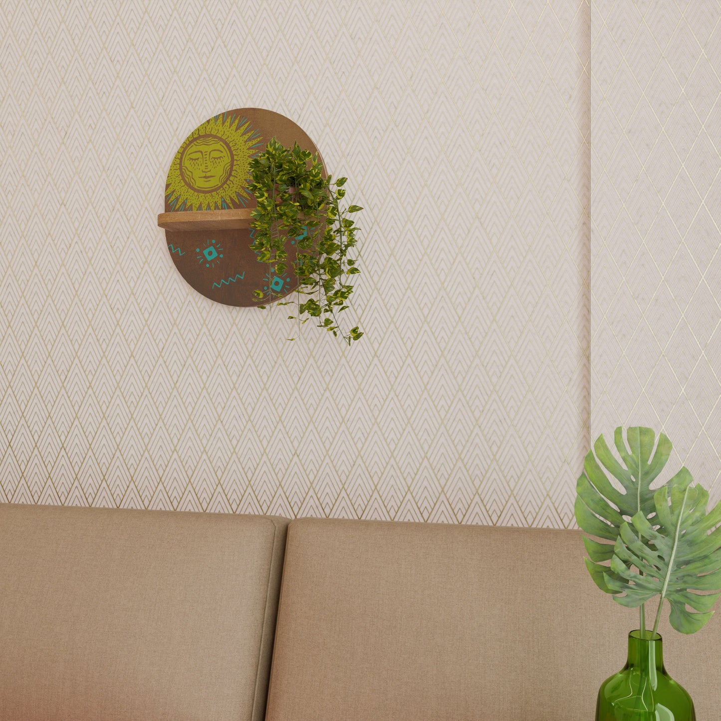 SUNSHINE PRAISE Mensola ovale per opere d'arte in effetto rovere