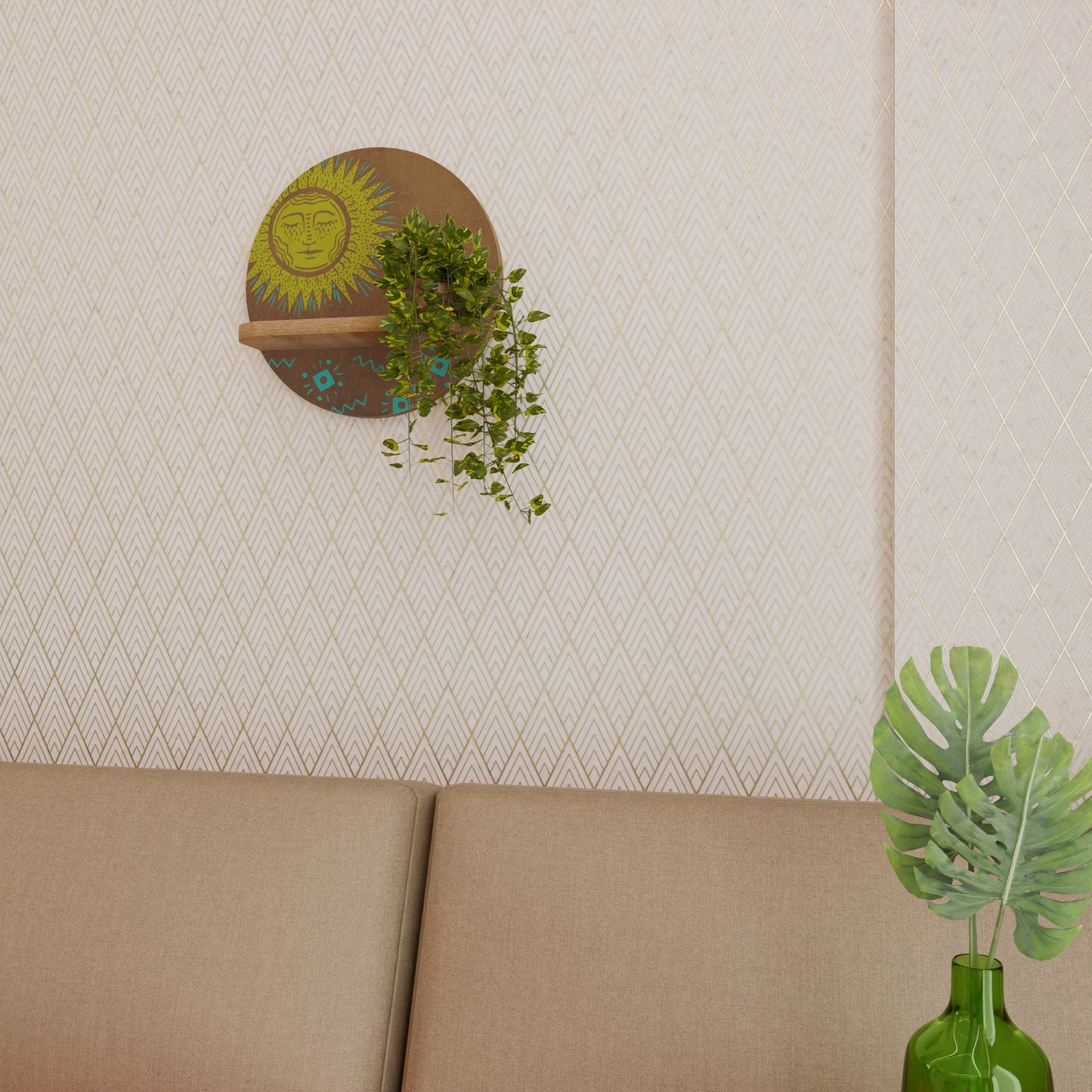 SUNSHINE PRAISE Mensola rotonda per arte in effetto rovere
