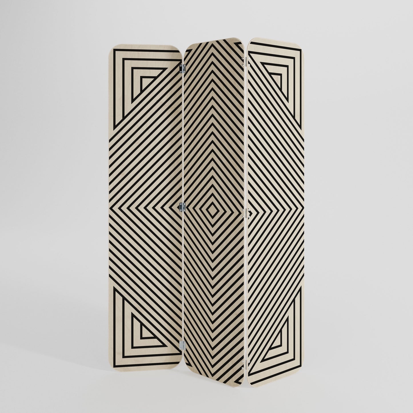 Divisorio per ambienti in compensato a 3 pannelli POLYGON ILLUSION