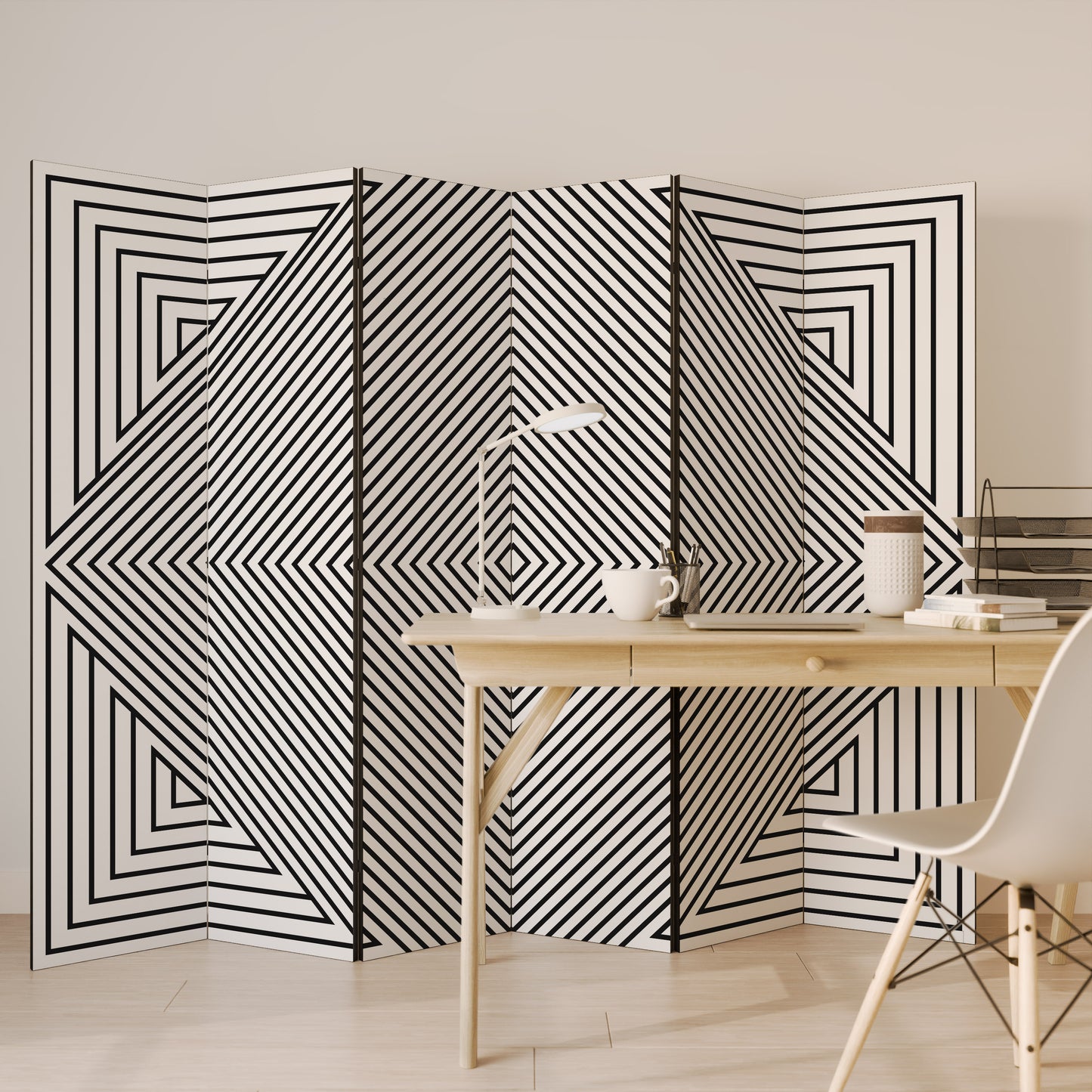 Divisorio decorativo per ambienti POLYGON ILLUSION a 6 pannelli