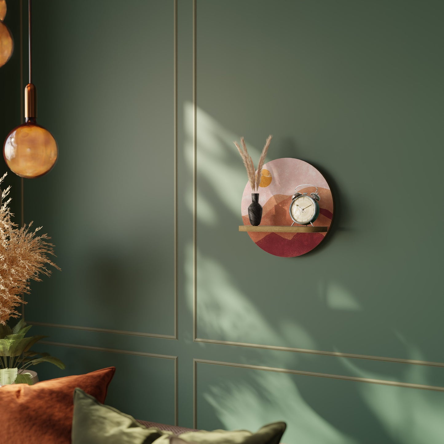 Mensola rotonda LUMINOUS SUNLIGHT in effetto rovere