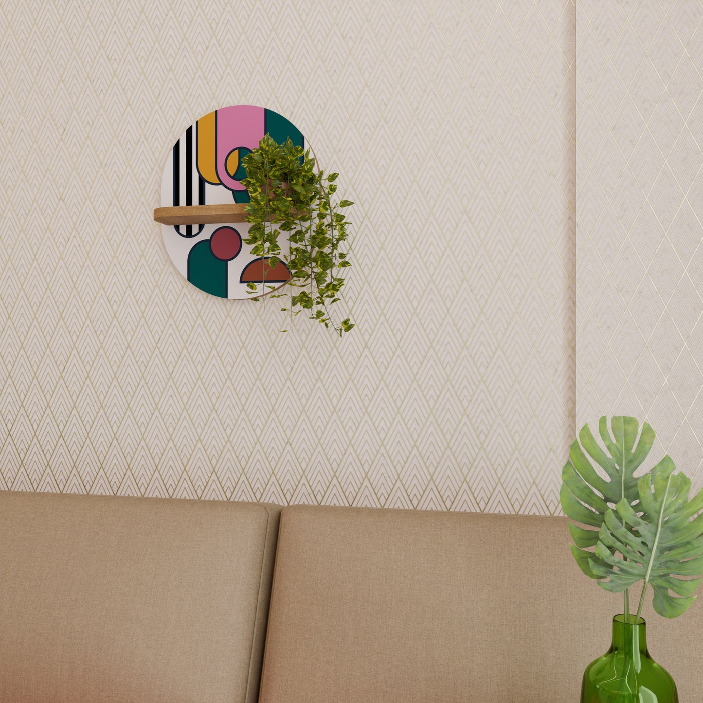 COOL STORY Mensola ovale per opere d'arte in effetto rovere