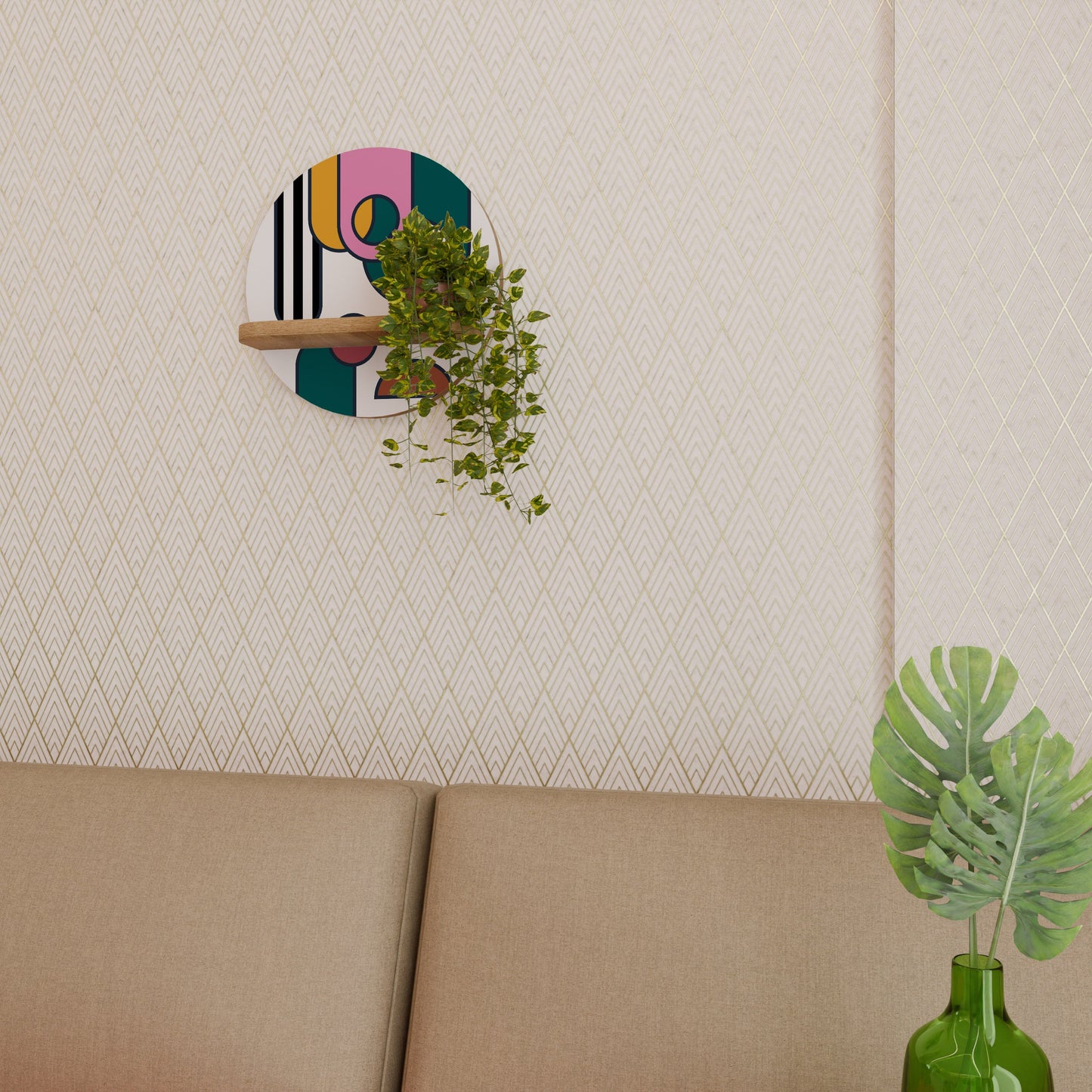 COOL STORY Mensola rotonda per arte in effetto rovere