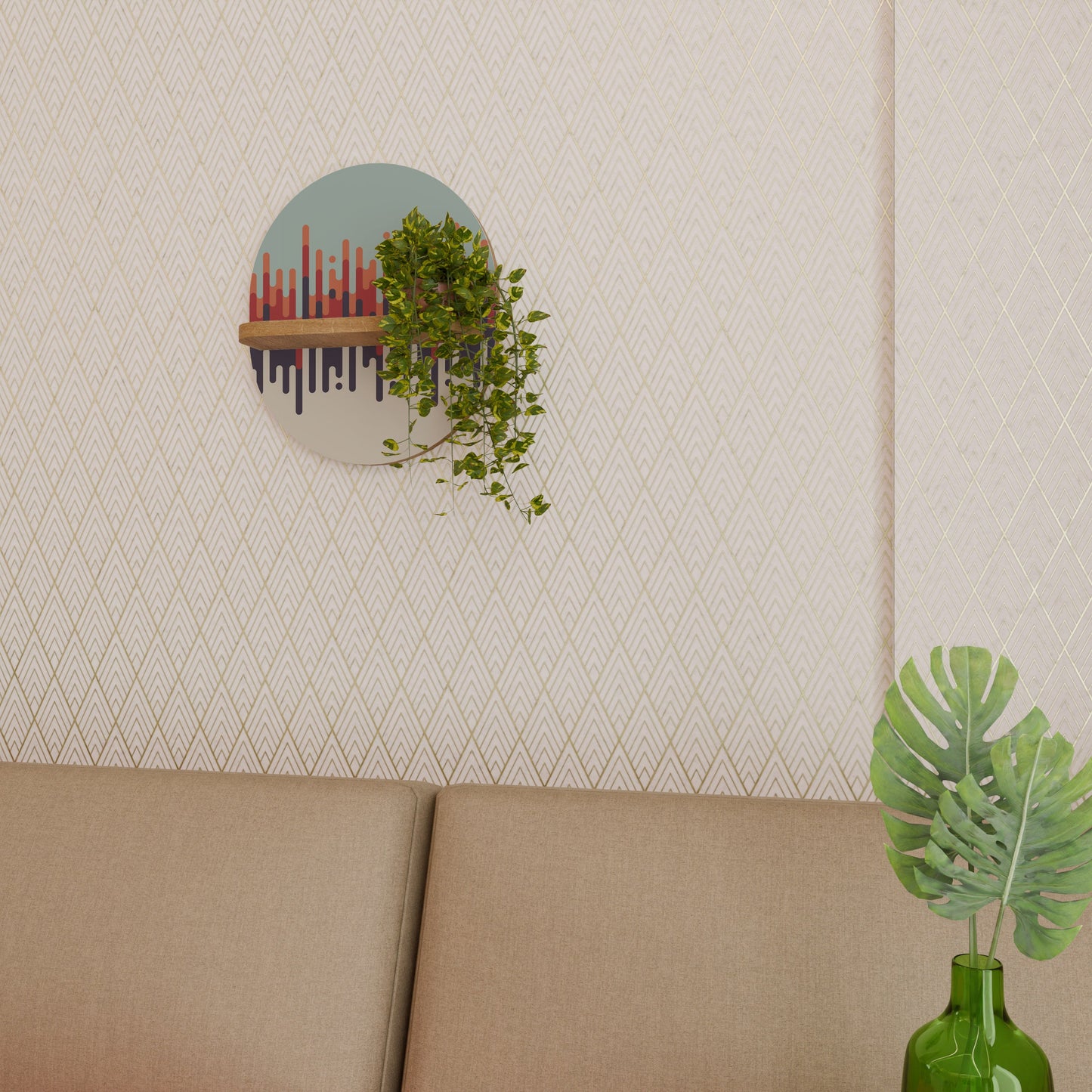 Mensola ovale CHROMA CONTOURS in effetto rovere