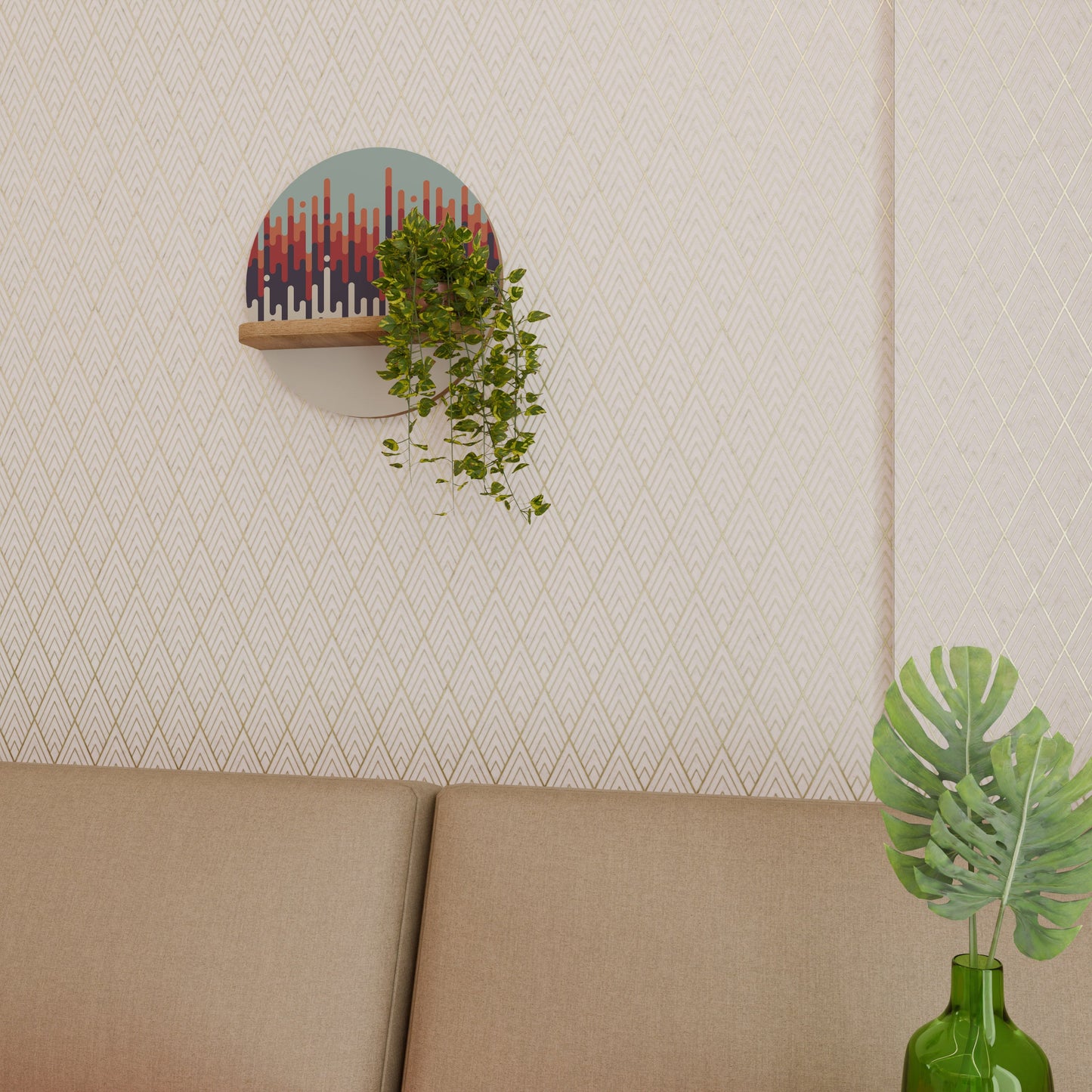 Mensola rotonda CHROMA CONTOURS in effetto rovere