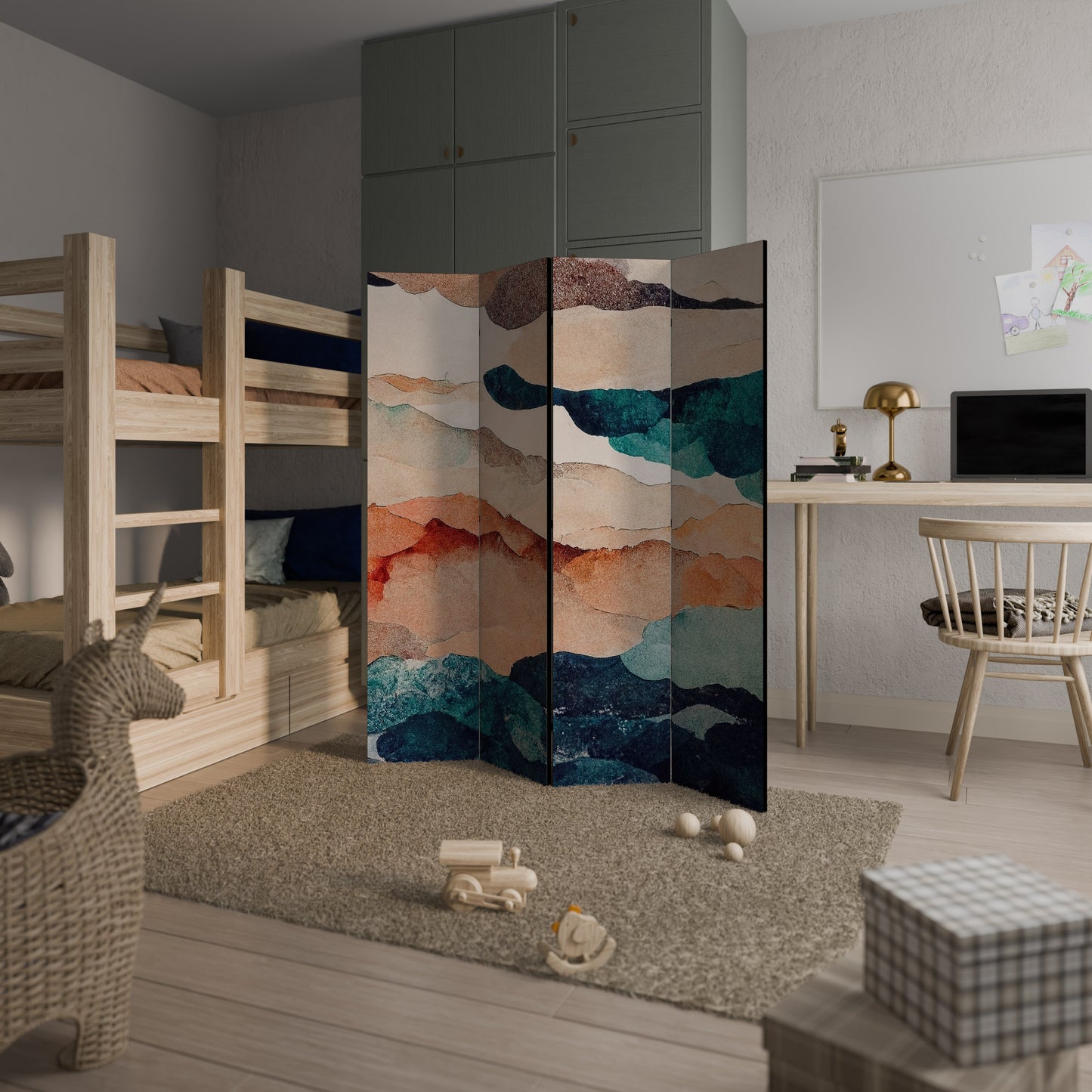 PAESAGGIO ASTRATTO Divisorio decorativo per ambienti a 4 pannelli