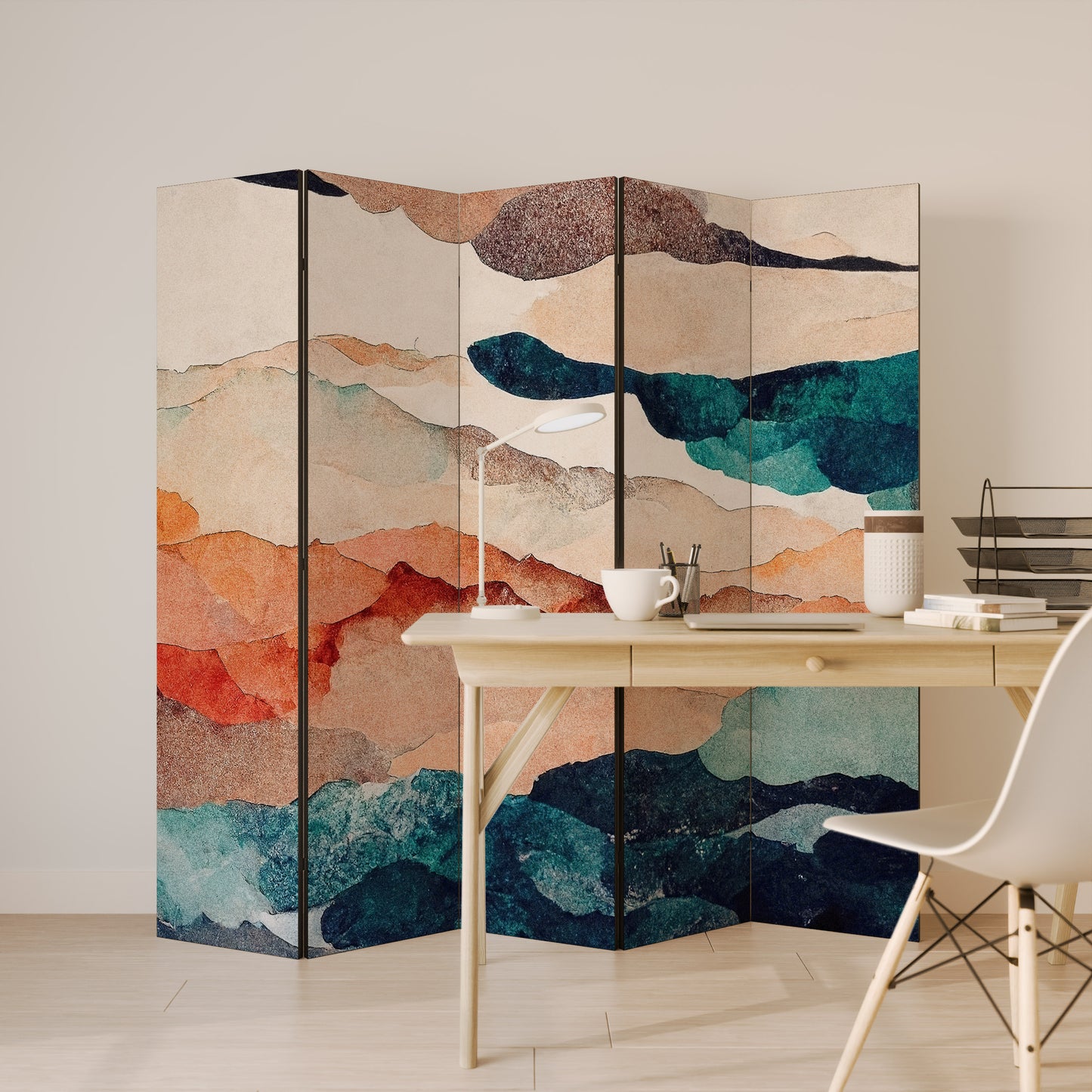 PAESAGGIO ASTRATTO Divisorio decorativo per ambienti a 5 pannelli