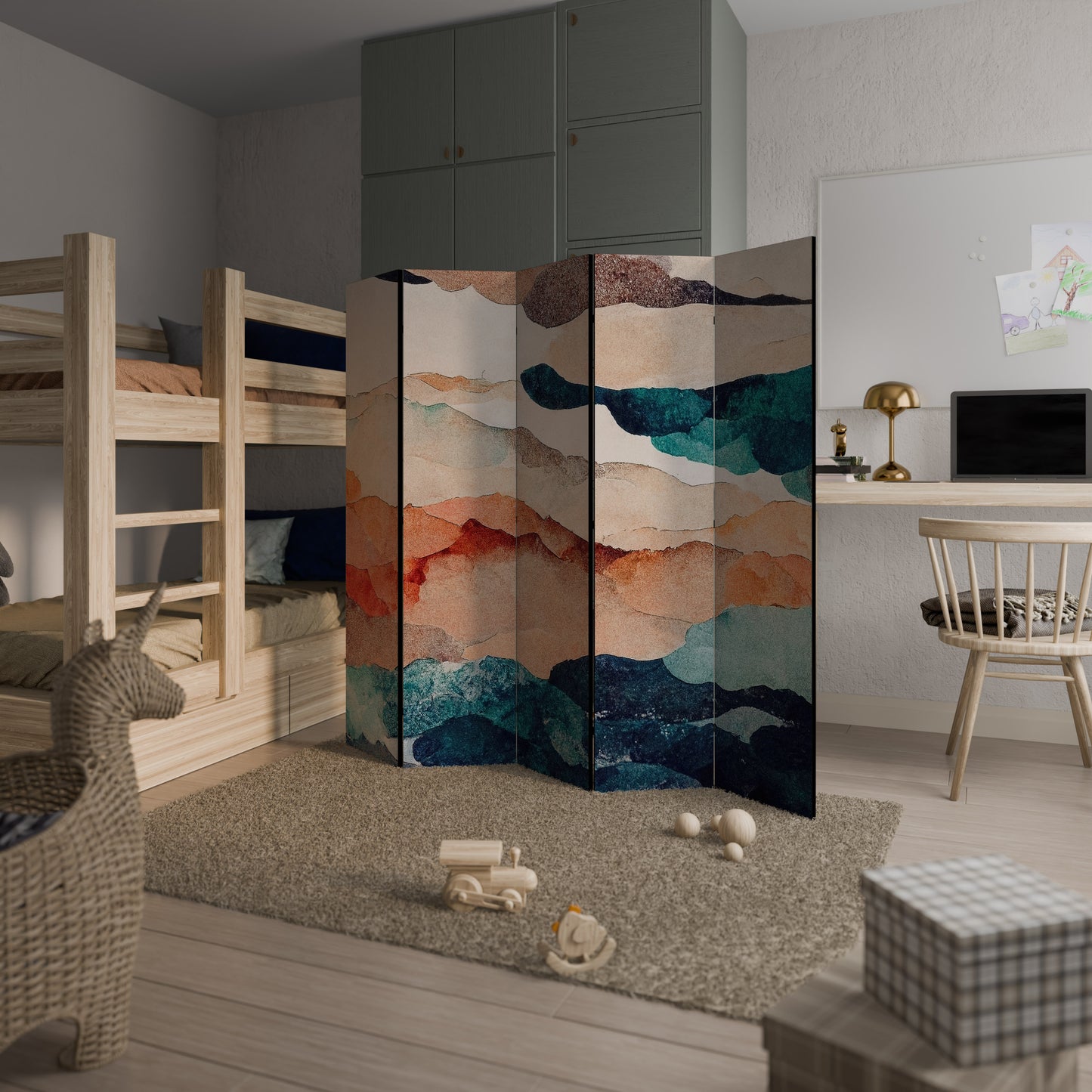 PAESAGGIO ASTRATTO Divisorio decorativo per ambienti a 5 pannelli