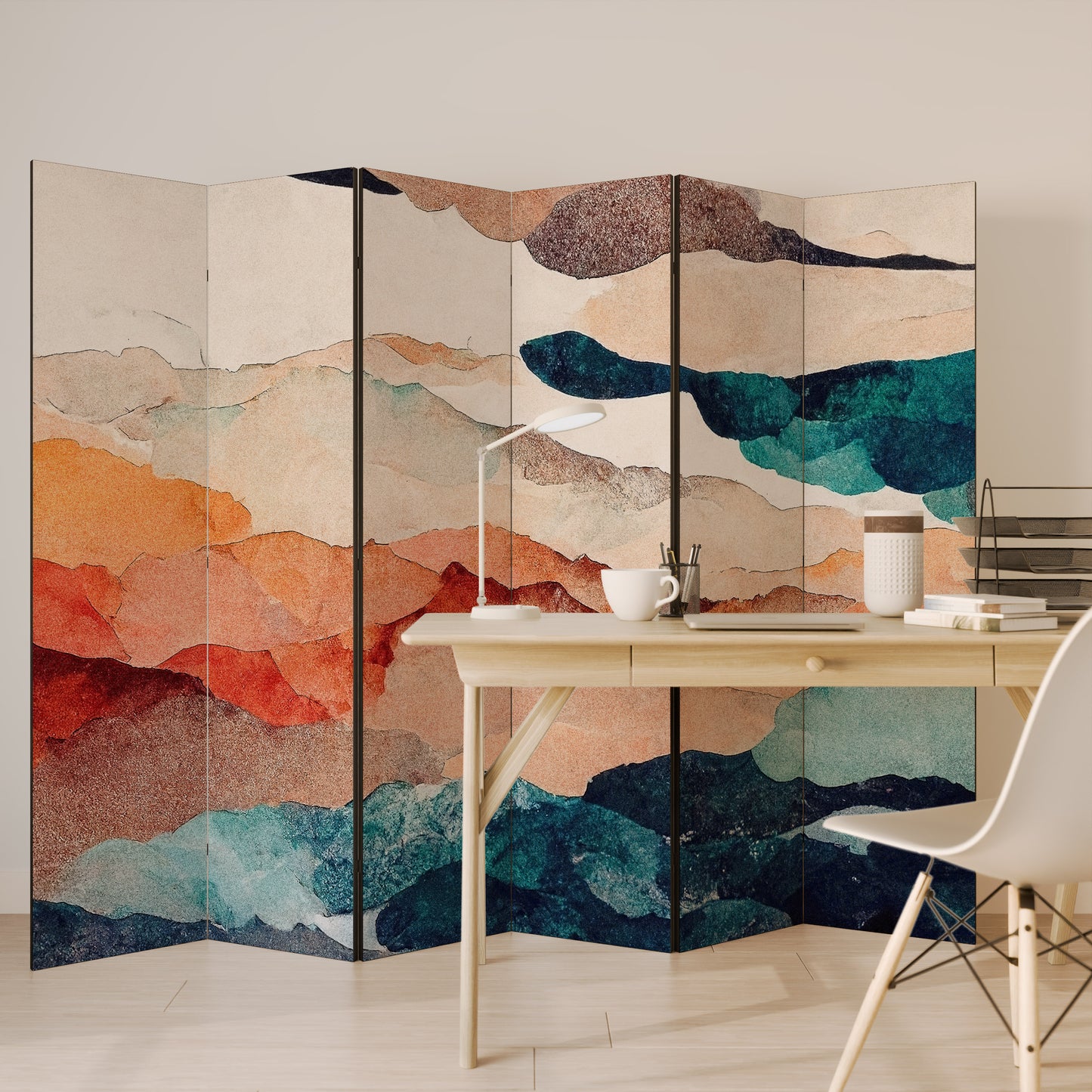 PAESAGGIO ASTRATTO Divisorio decorativo per ambienti a 6 pannelli