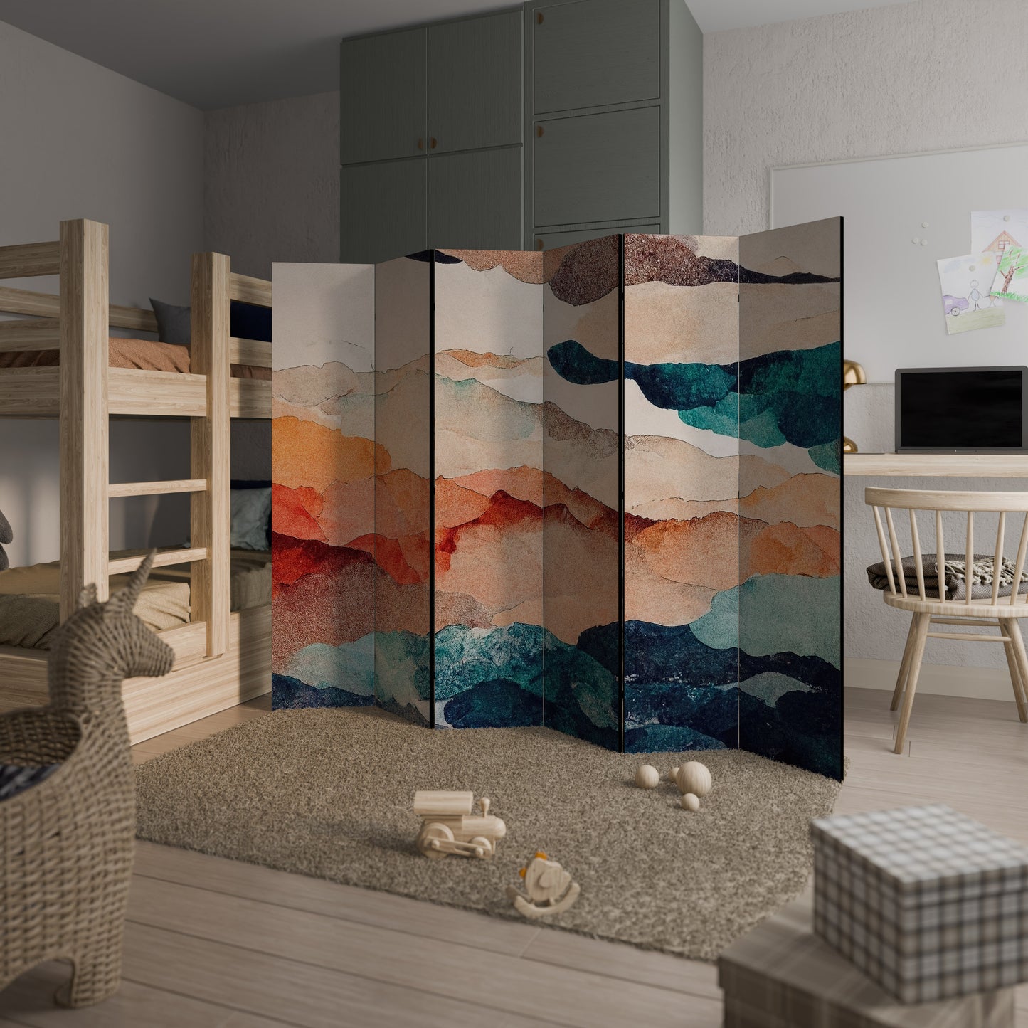 PAESAGGIO ASTRATTO Divisorio decorativo per ambienti a 6 pannelli