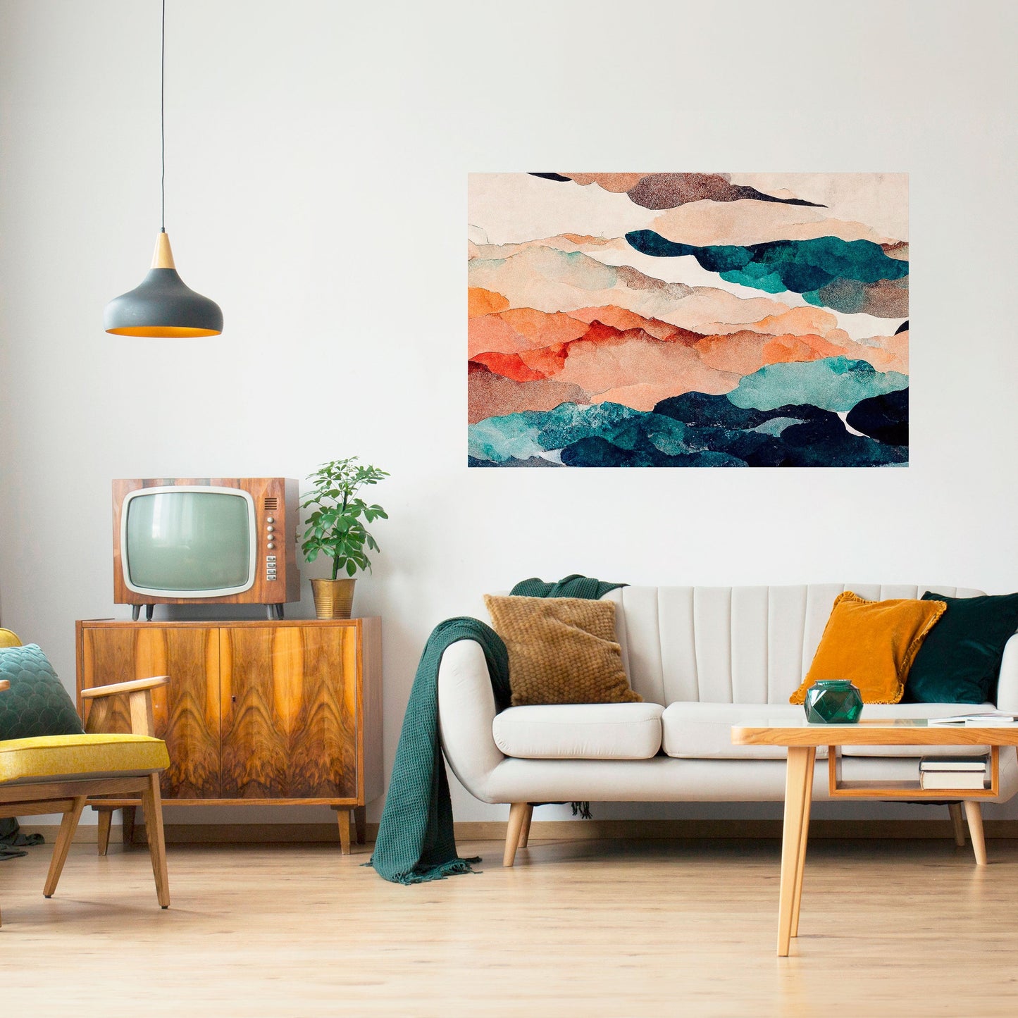 Poster orizzontale staccabile e attaccabile PAESAGGIO ASTRATTO