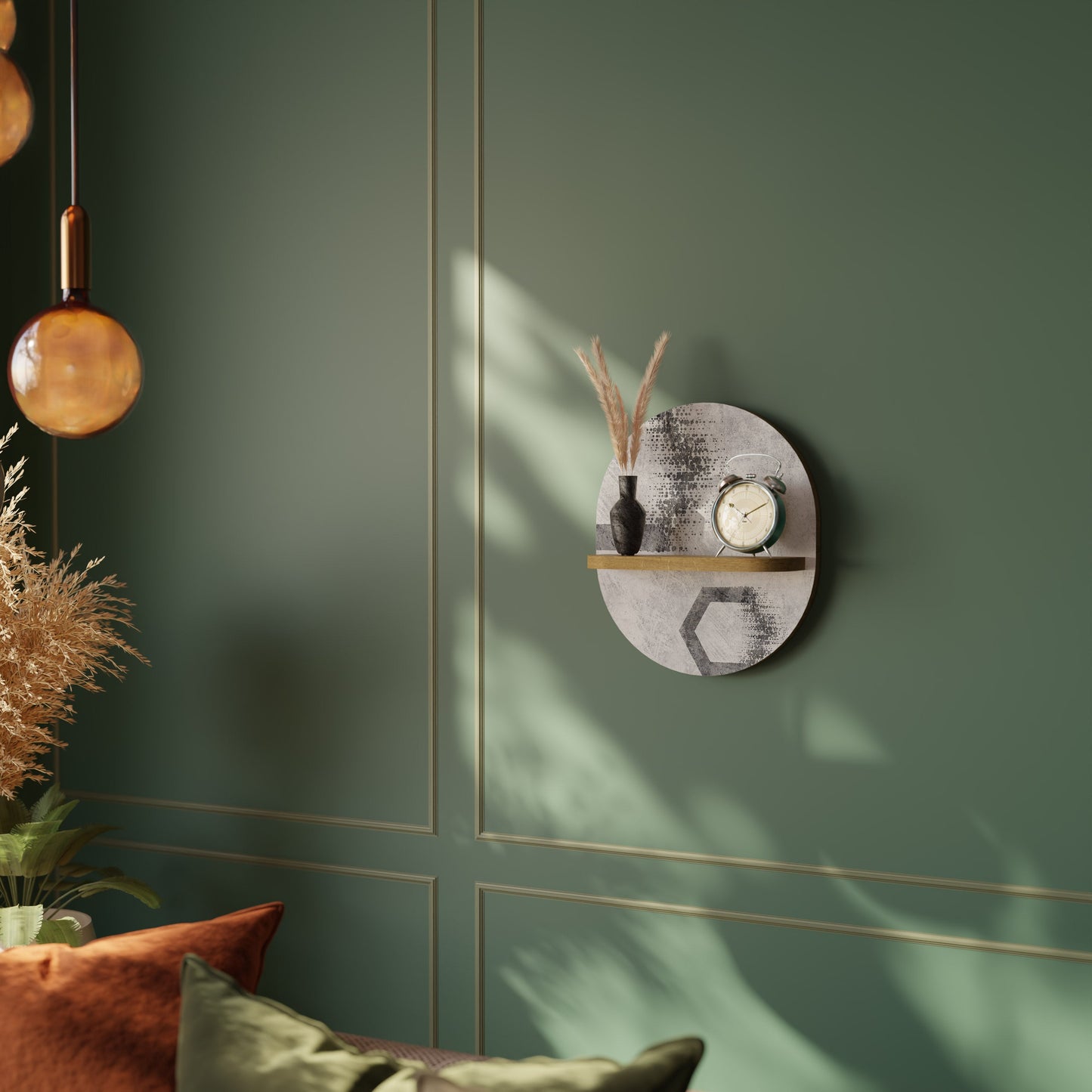 FIGURE ESAGONALI Mensola ovale per arte in effetto rovere