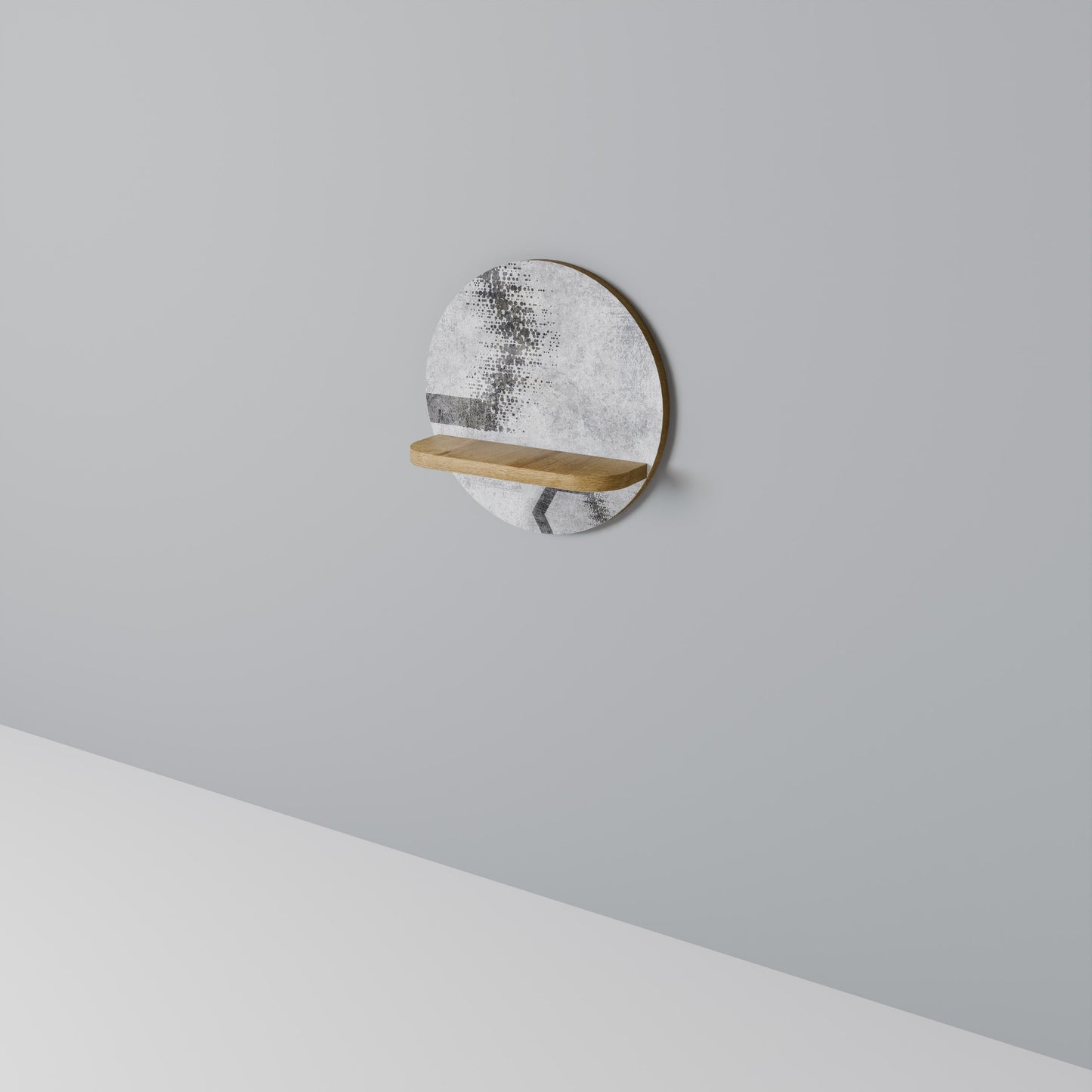 HEXAGONAL FIGURES Mensola rotonda per arte in effetto rovere