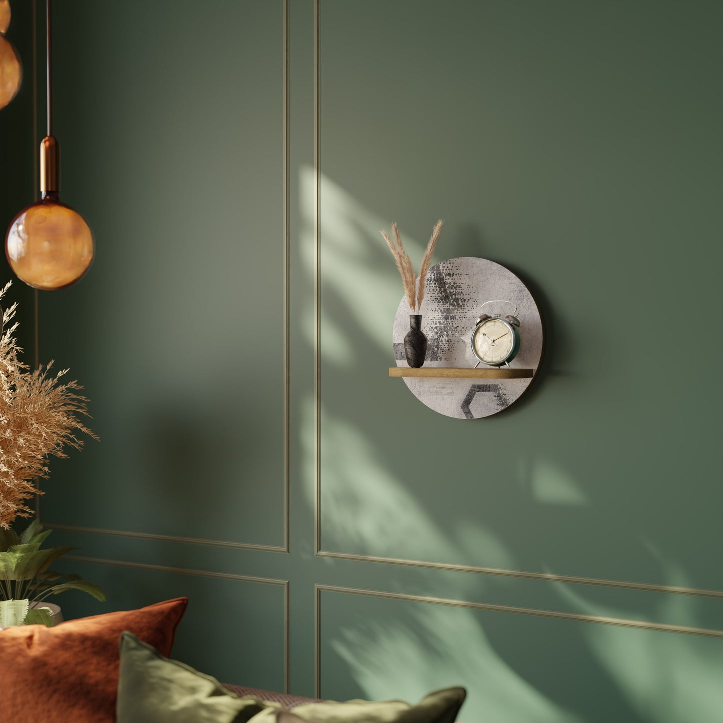 HEXAGONAL FIGURES Mensola rotonda per arte in effetto rovere
