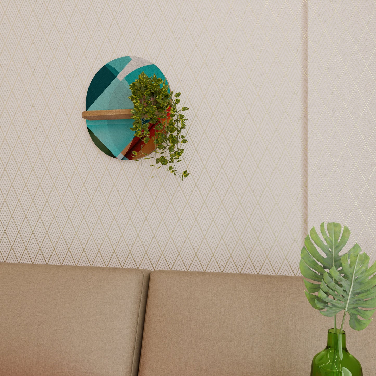 Mensola ovale CIRCULAR RHAPSODY in effetto rovere