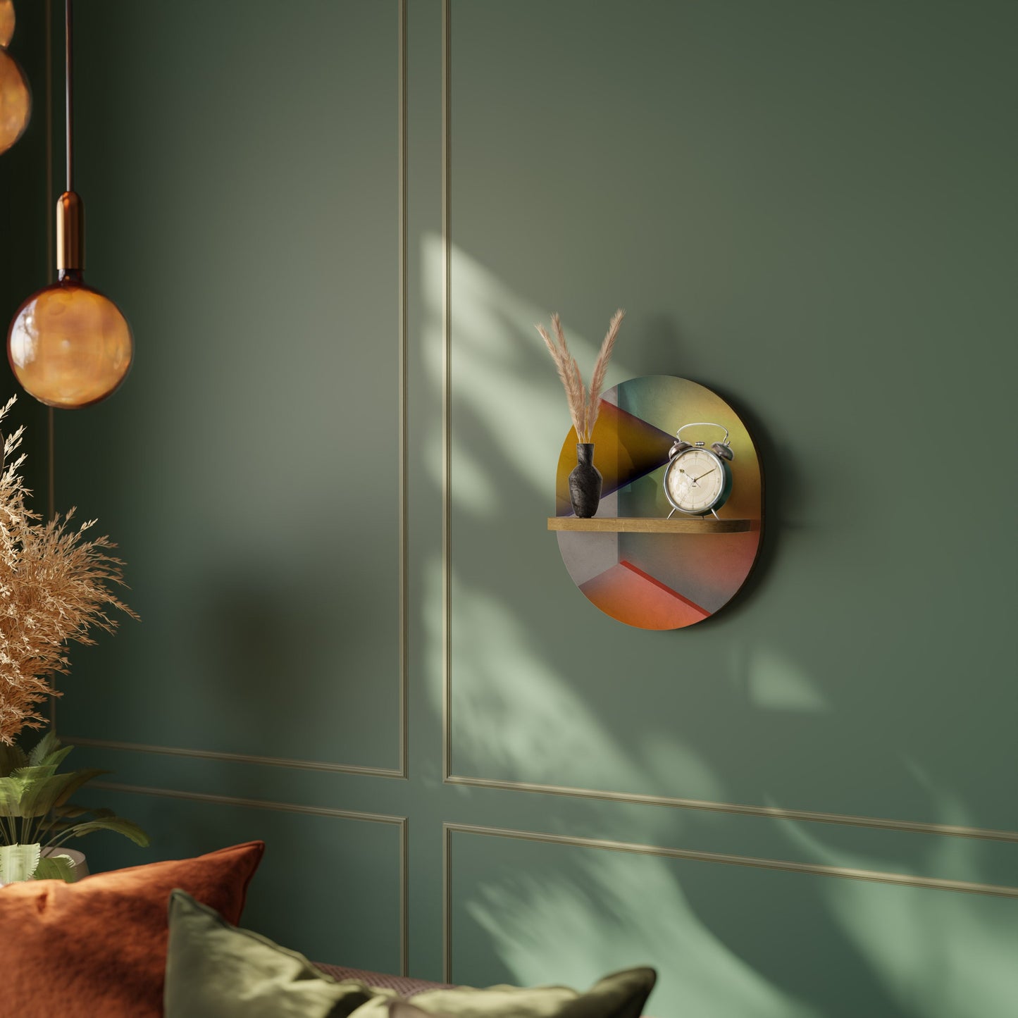 PIERCING SHARPNESS Mensola ovale per opere d'arte in effetto rovere