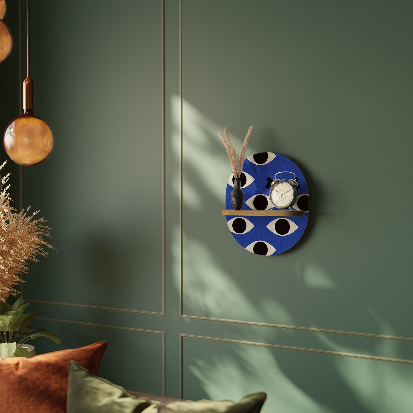GEOMETRIC EYES Mensola ovale in effetto rovere