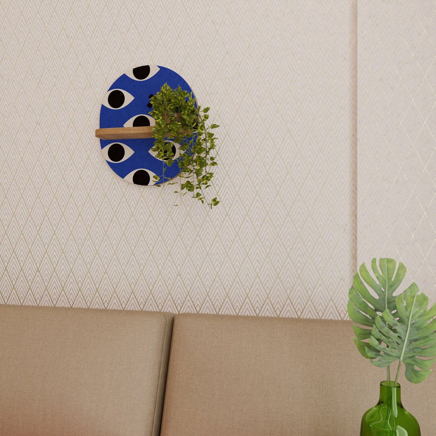 GEOMETRIC EYES Mensola ovale in effetto rovere