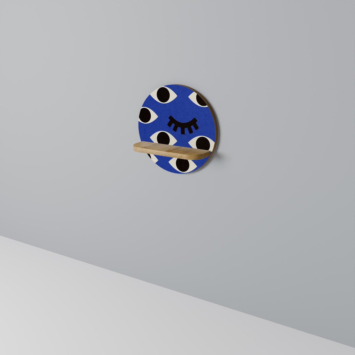 GEOMETRIC EYES Mensola rotonda per arte in effetto rovere