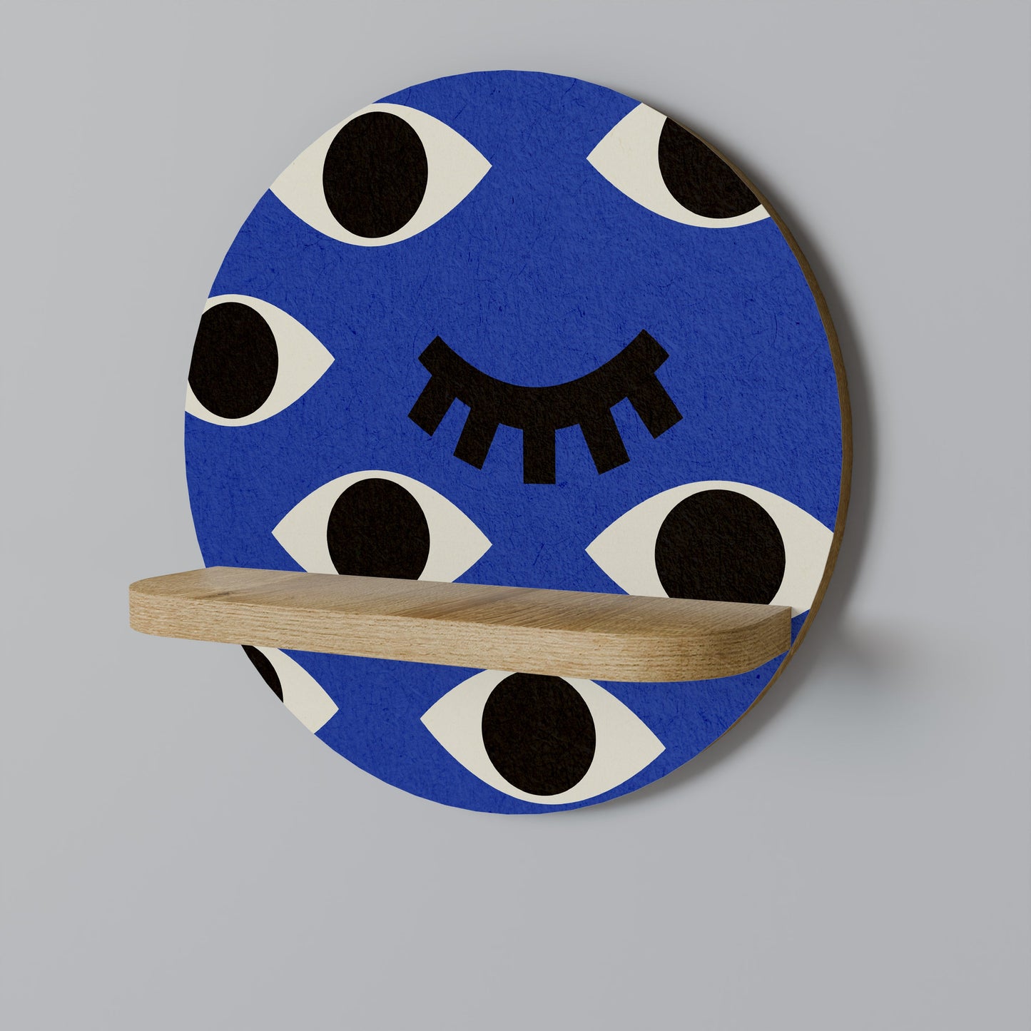GEOMETRIC EYES Mensola rotonda per arte in effetto rovere