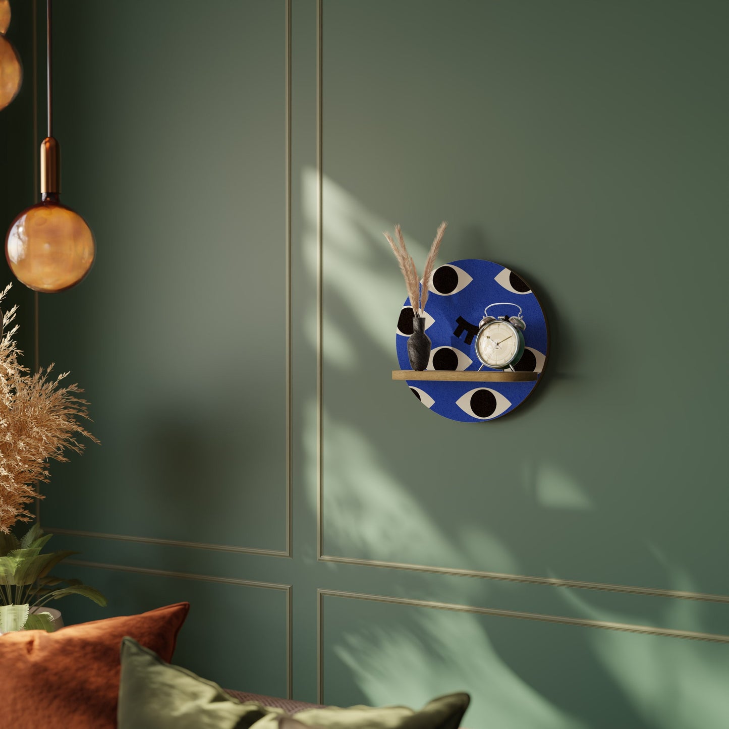 GEOMETRIC EYES Mensola rotonda per arte in effetto rovere