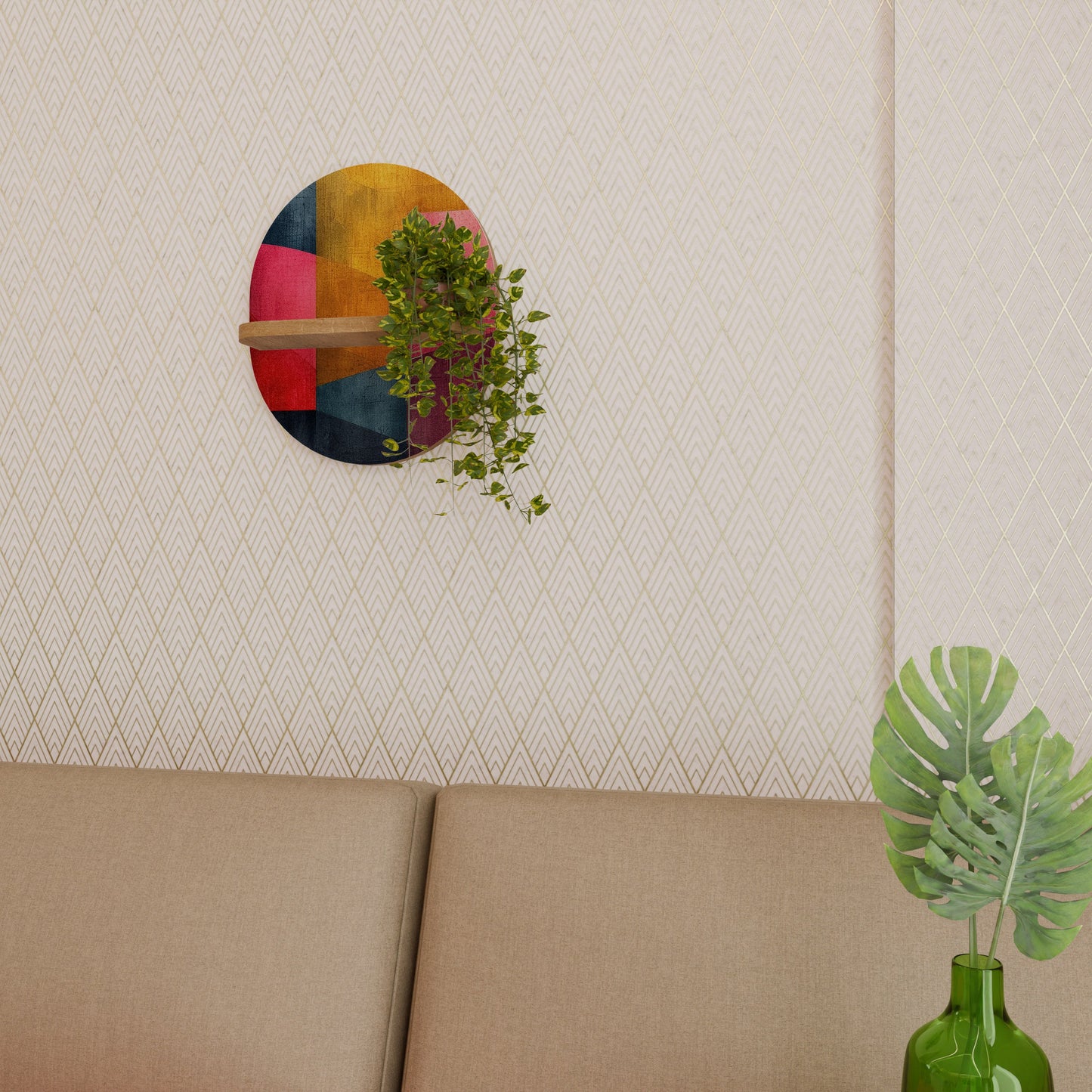 COLORFUL SOUNDS Mensola ovale per arte in effetto rovere