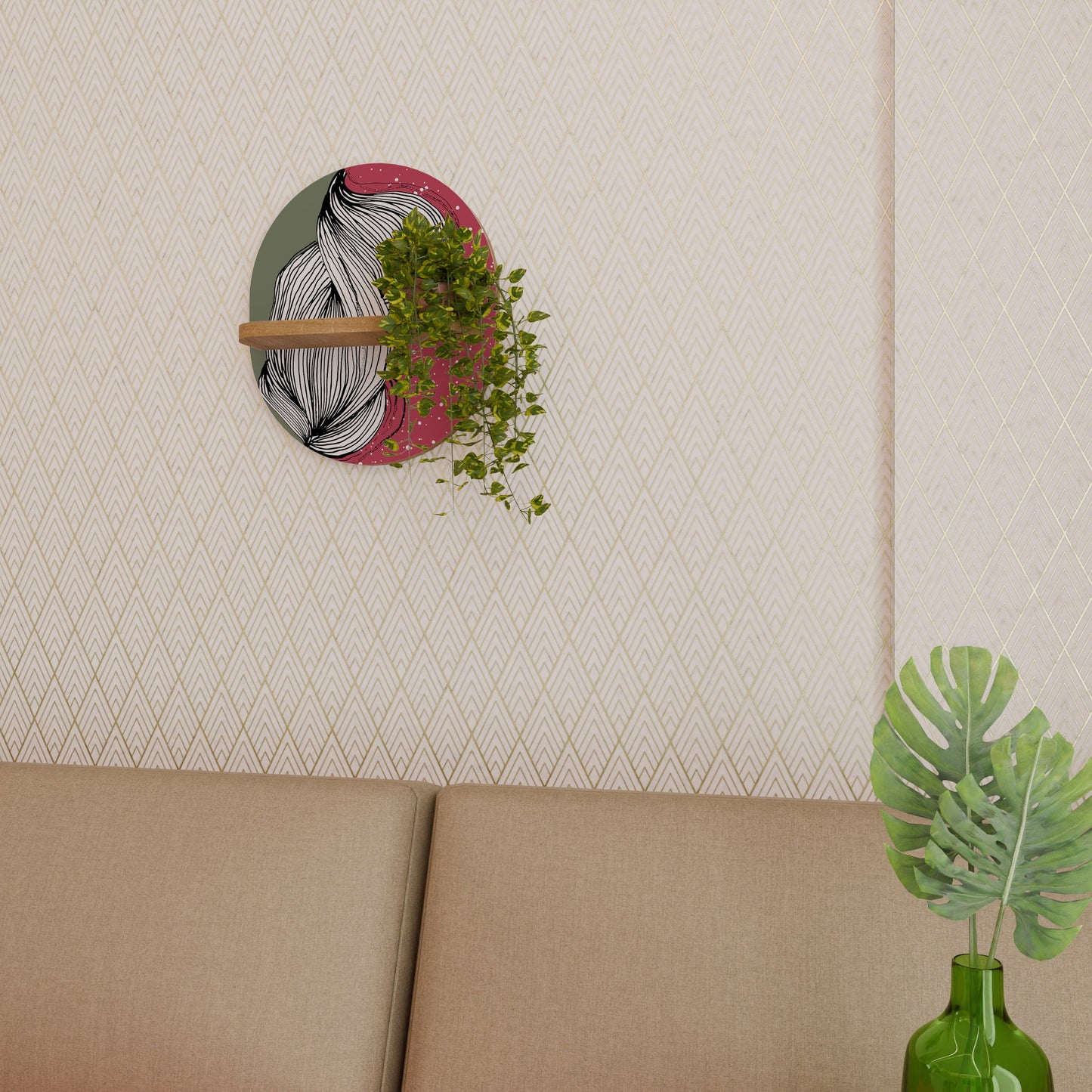 BE TOGETHER Mensola ovale per opere d'arte in effetto rovere