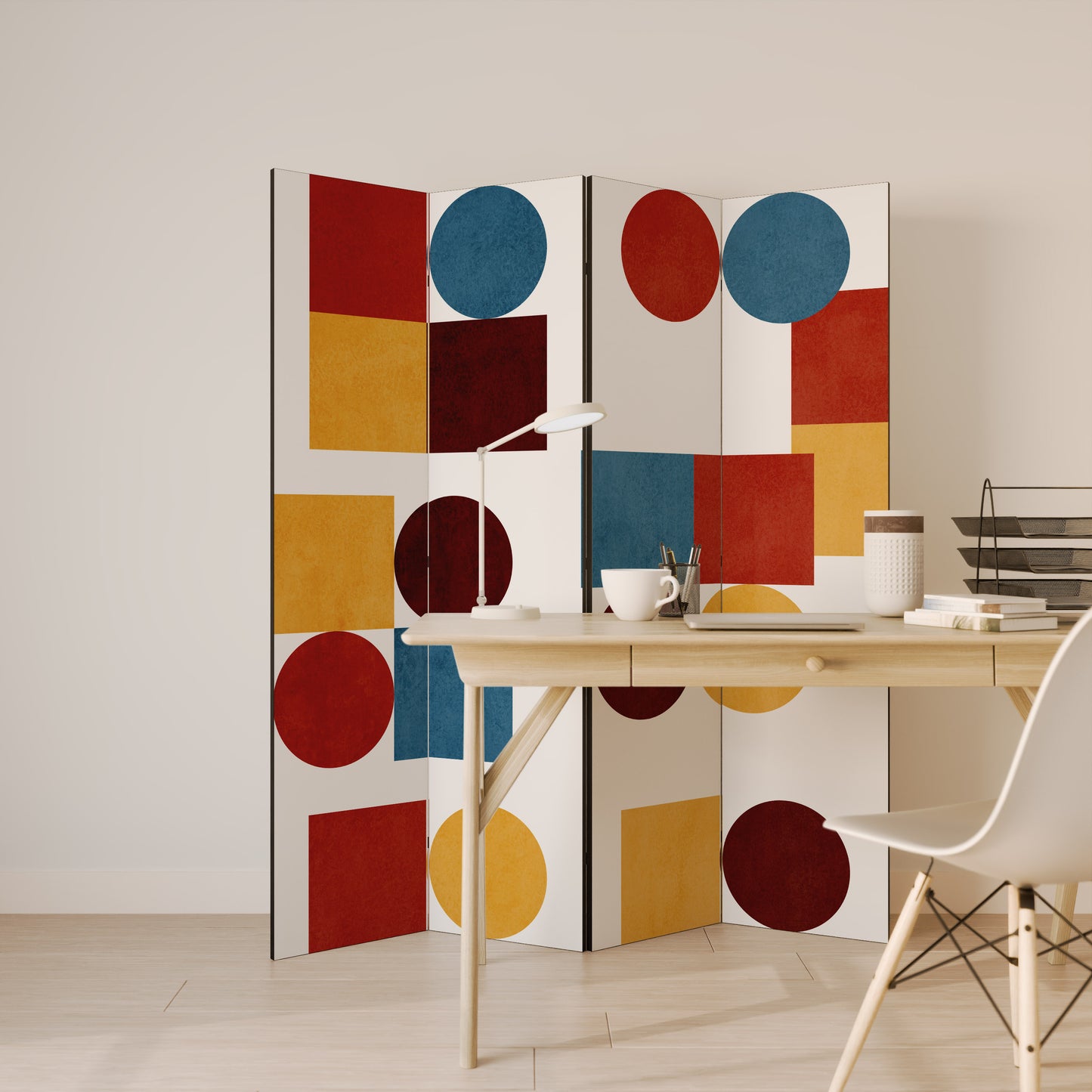 PUZZLE GEOMETRICO Divisorio decorativo per ambienti a 4 pannelli