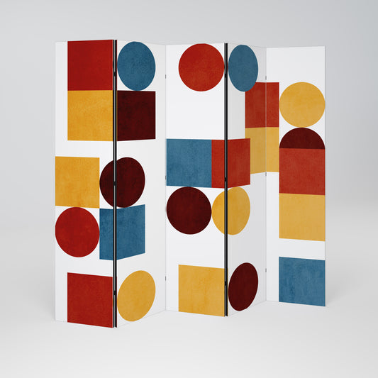 PUZZLE GEOMETRICO Divisorio decorativo per ambienti a 5 pannelli