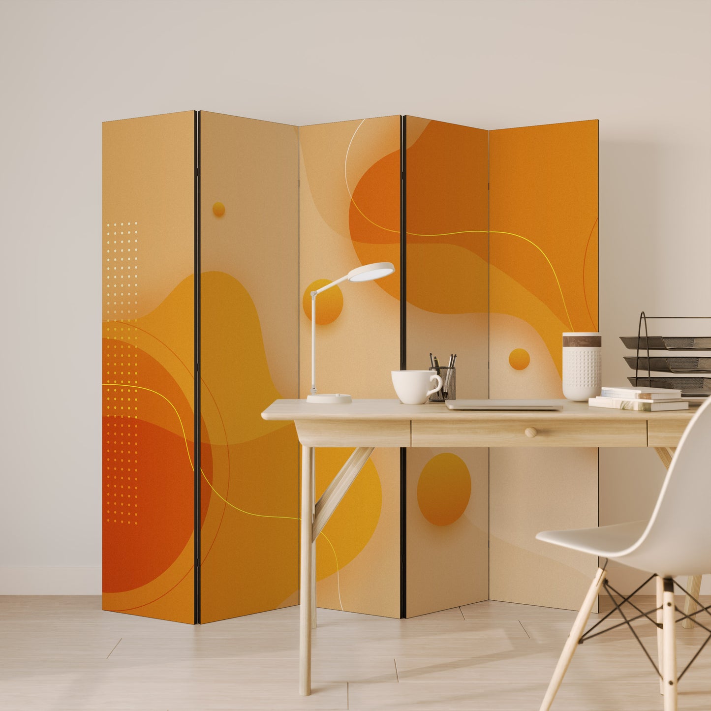 ORANGE ARRANGEMENT - Divisorio decorativo per ambienti a 5 pannelli