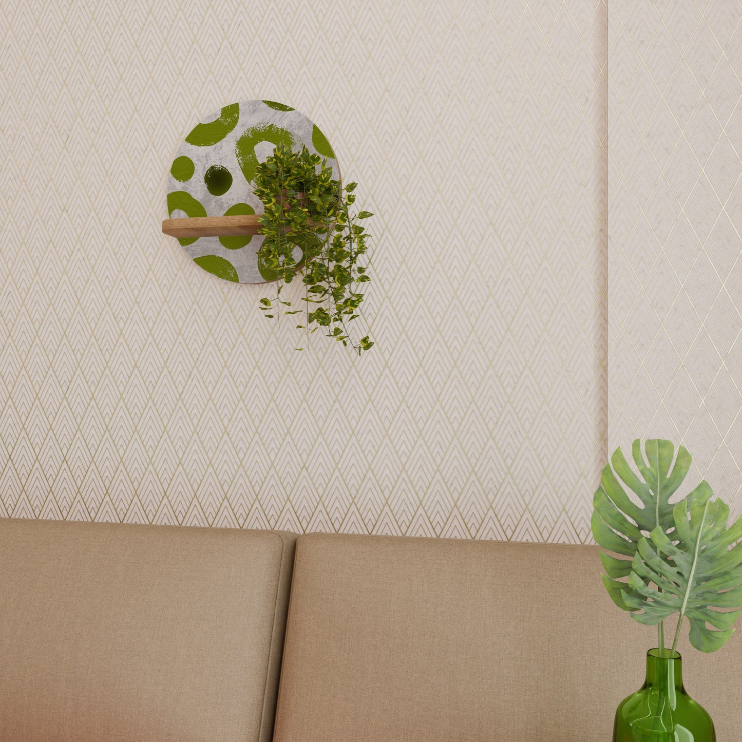 Mensola rotonda GREEN RHAPSODY in effetto rovere