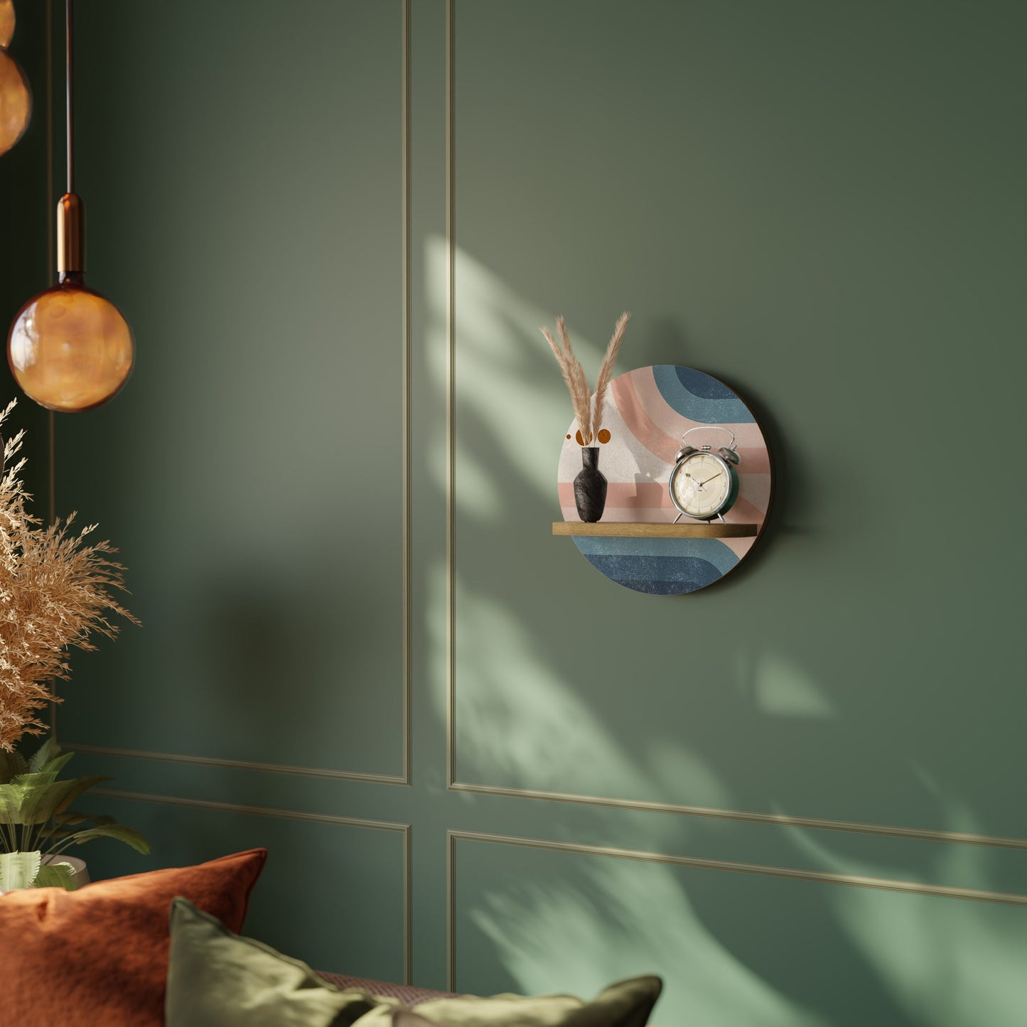 Mensola rotonda TWO HALVES effetto rovere