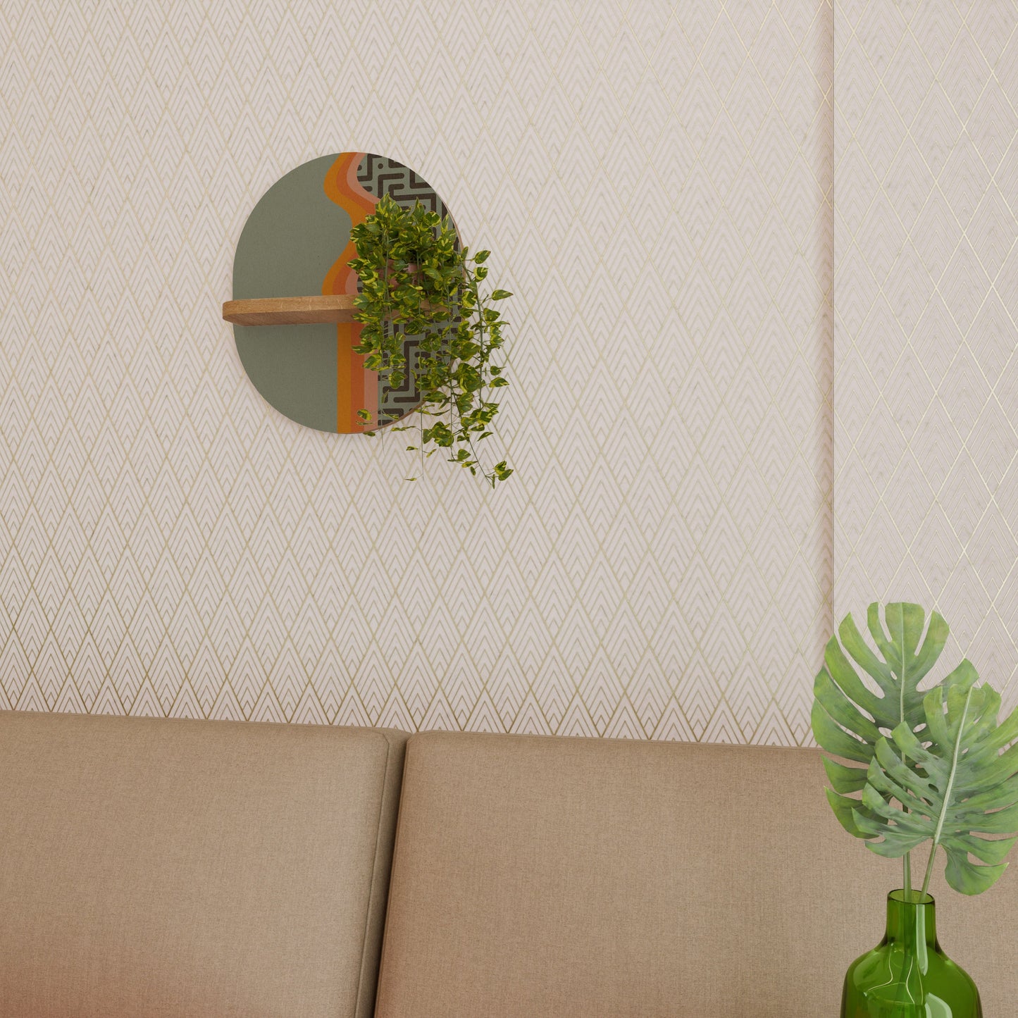 SOLUZIONI SEMPLICI Mensola ovale per opere d'arte in effetto rovere
