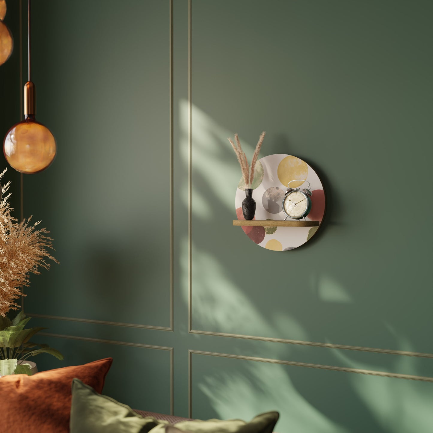 FLEETING HAPPINESS Mensola rotonda per arte in effetto rovere
