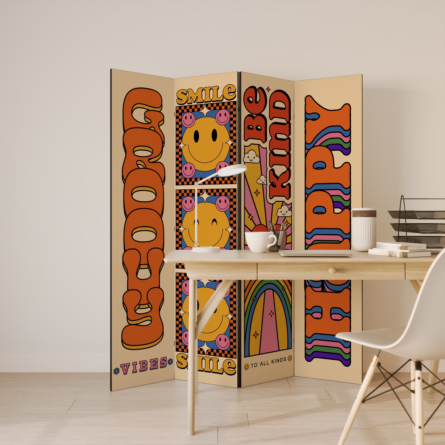 GROOVY POSTERS Divisorio decorativo per ambienti a 4 pannelli