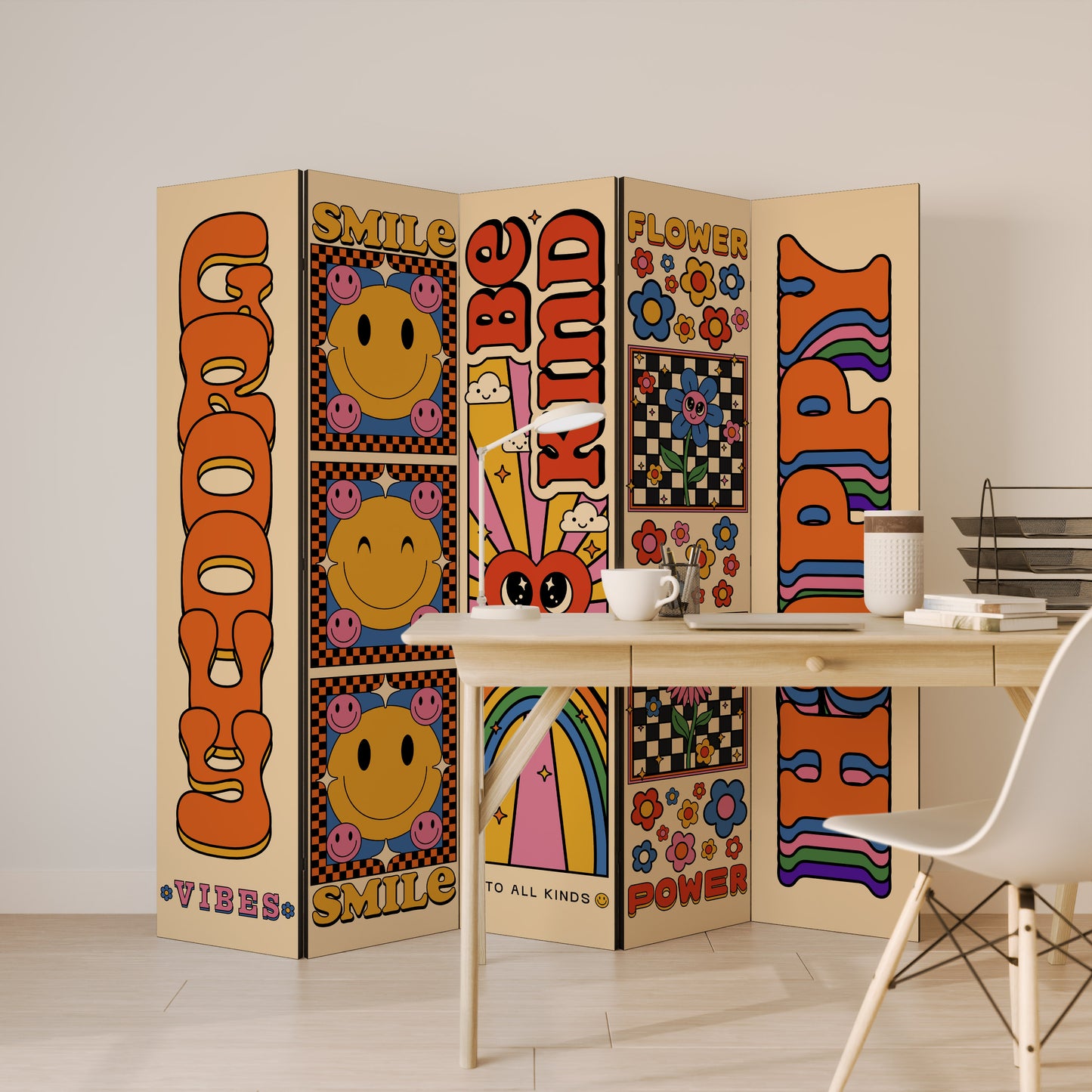 GROOVY POSTERS Divisorio decorativo per ambienti a 5 pannelli