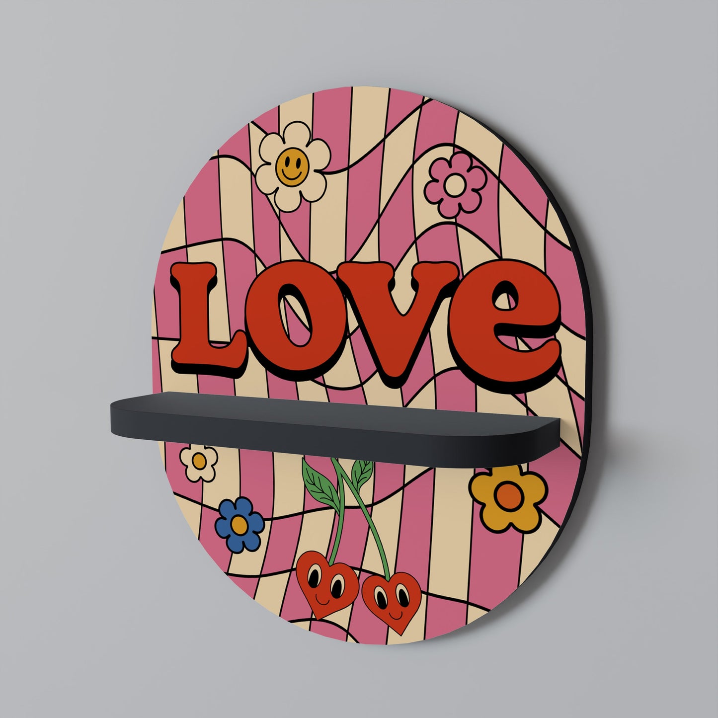 ROCKING LOVE Mensola ovale per opere d'arte in finitura nera