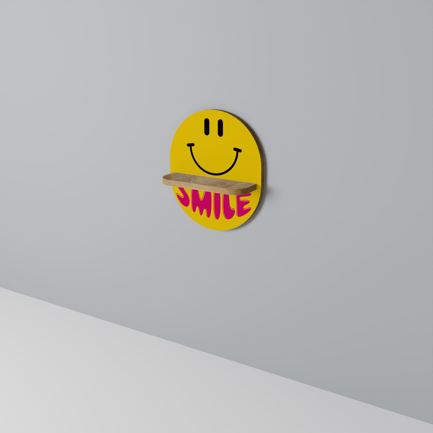 KEEP SMILING Mensola ovale per opere d'arte in effetto rovere