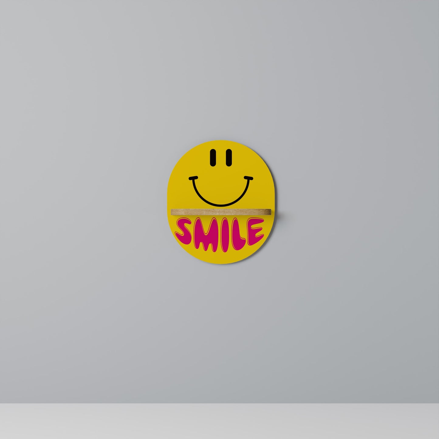KEEP SMILING Mensola ovale per opere d'arte in effetto rovere
