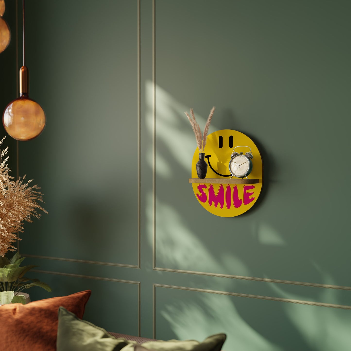 KEEP SMILING Mensola ovale per opere d'arte in effetto rovere