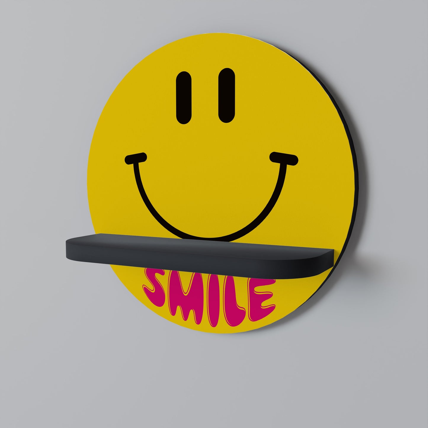 KEEP SMILING Mensola rotonda per arte in finitura nera
