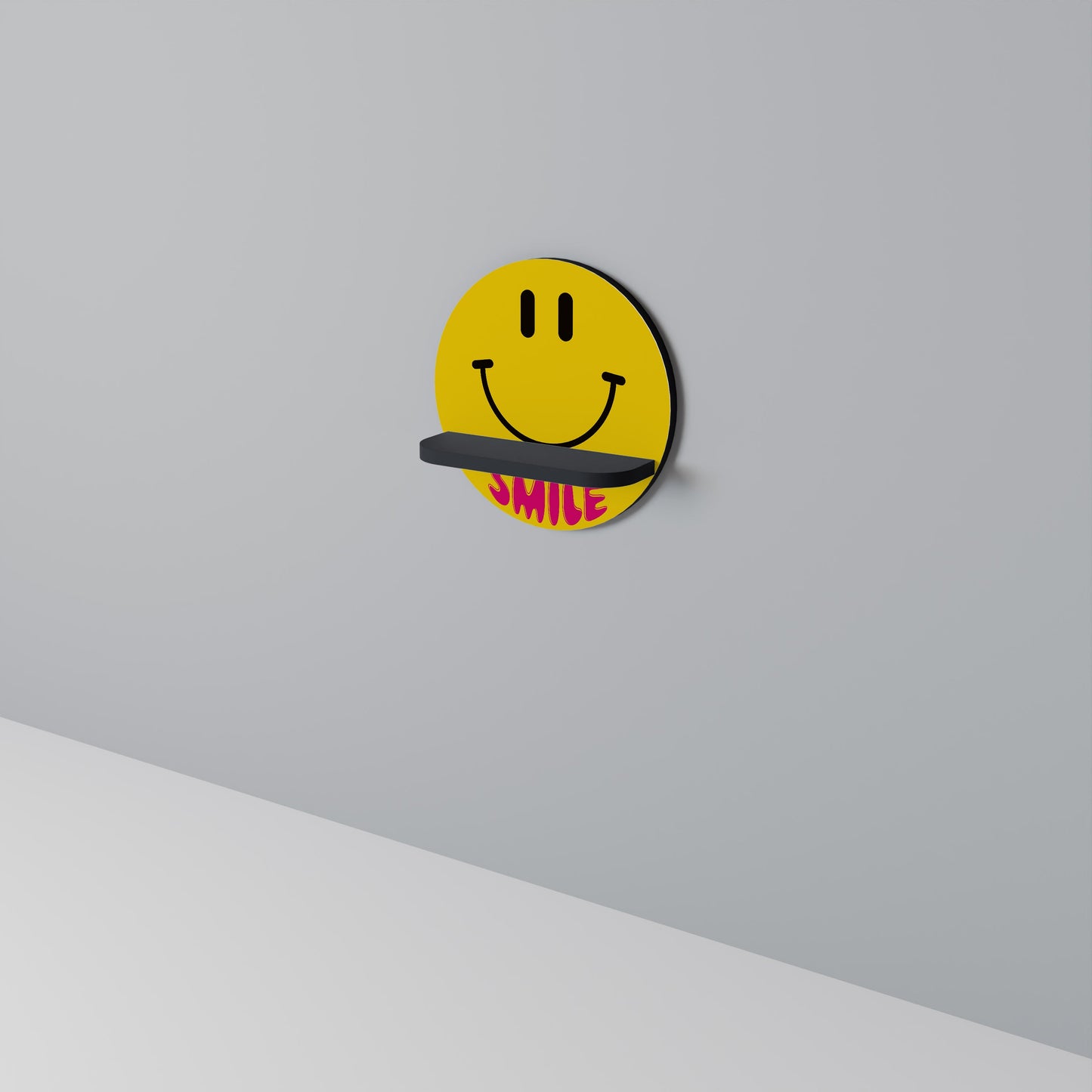 KEEP SMILING Mensola rotonda per arte in finitura nera