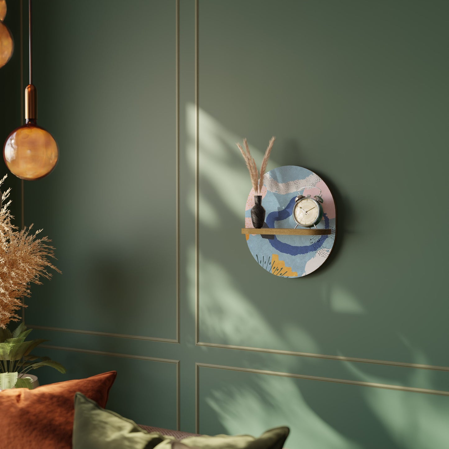 DREAMY SWIRLS Mensola ovale per opere d'arte in effetto rovere
