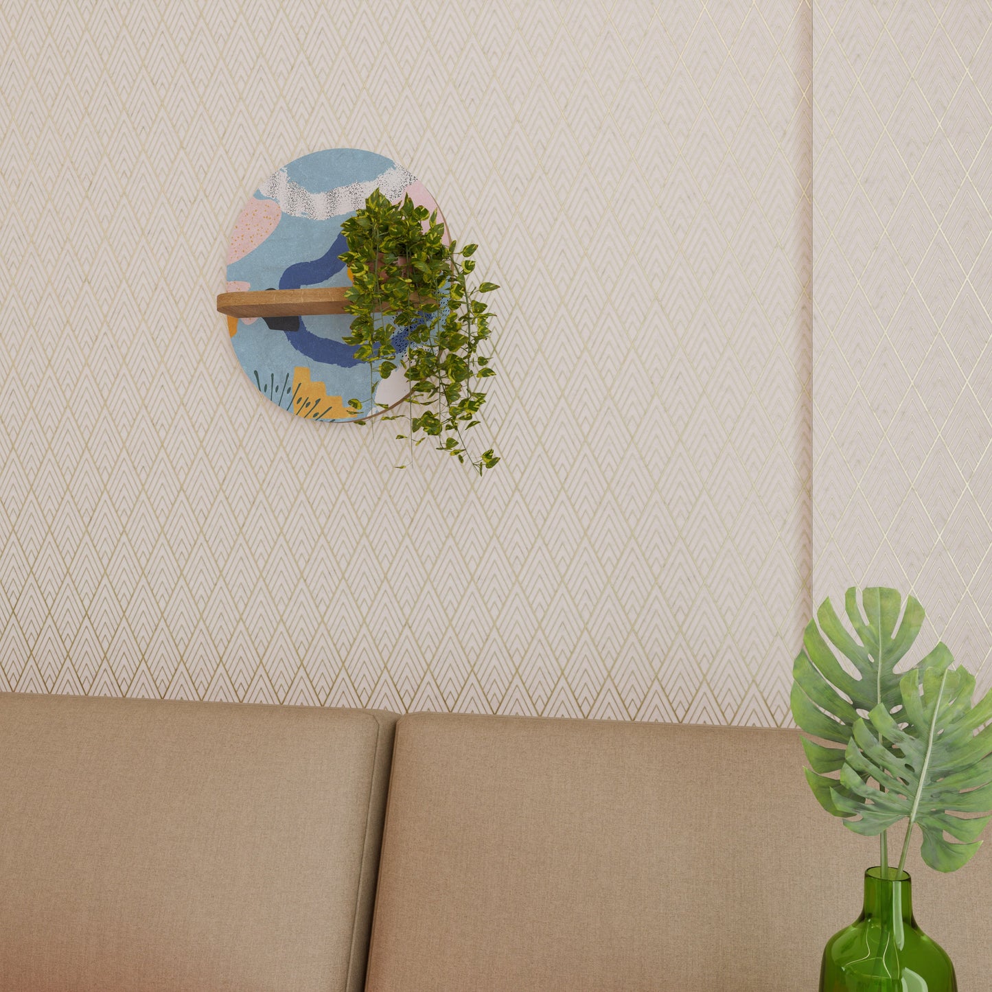 DREAMY SWIRLS Mensola ovale per opere d'arte in effetto rovere