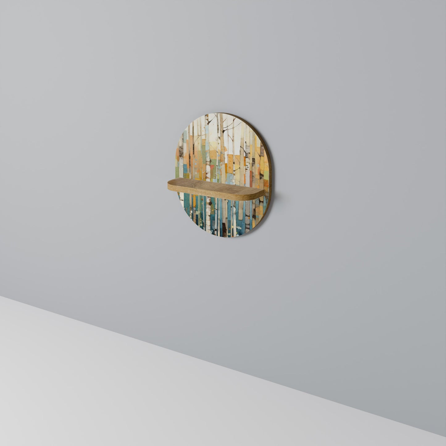 BIRCH KALEIDOSCOPE Mensola ovale per opere d'arte in effetto rovere