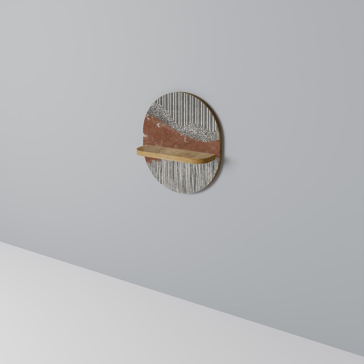 Mensola ovale STRIPED TERRAIN in effetto rovere