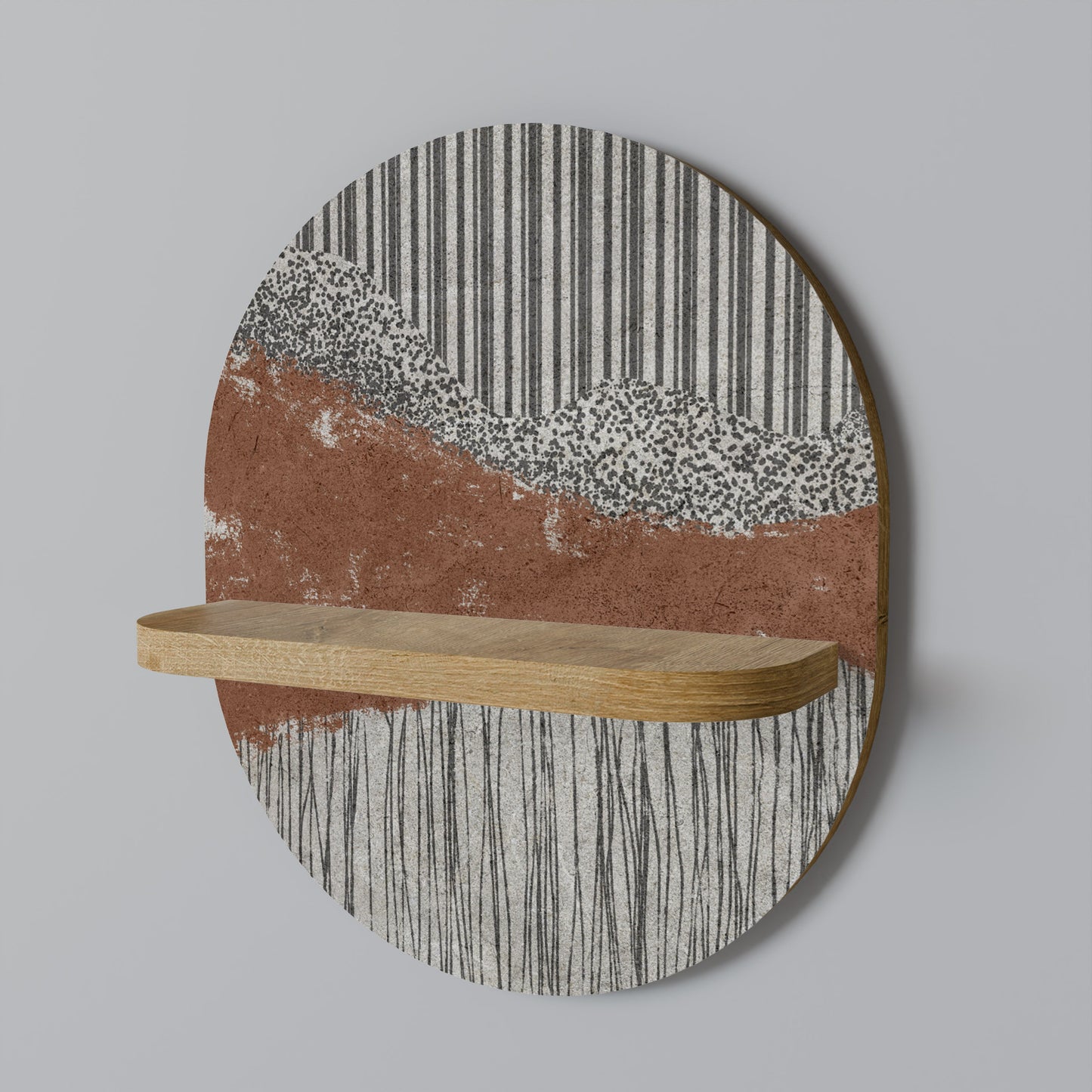 Mensola ovale STRIPED TERRAIN in effetto rovere