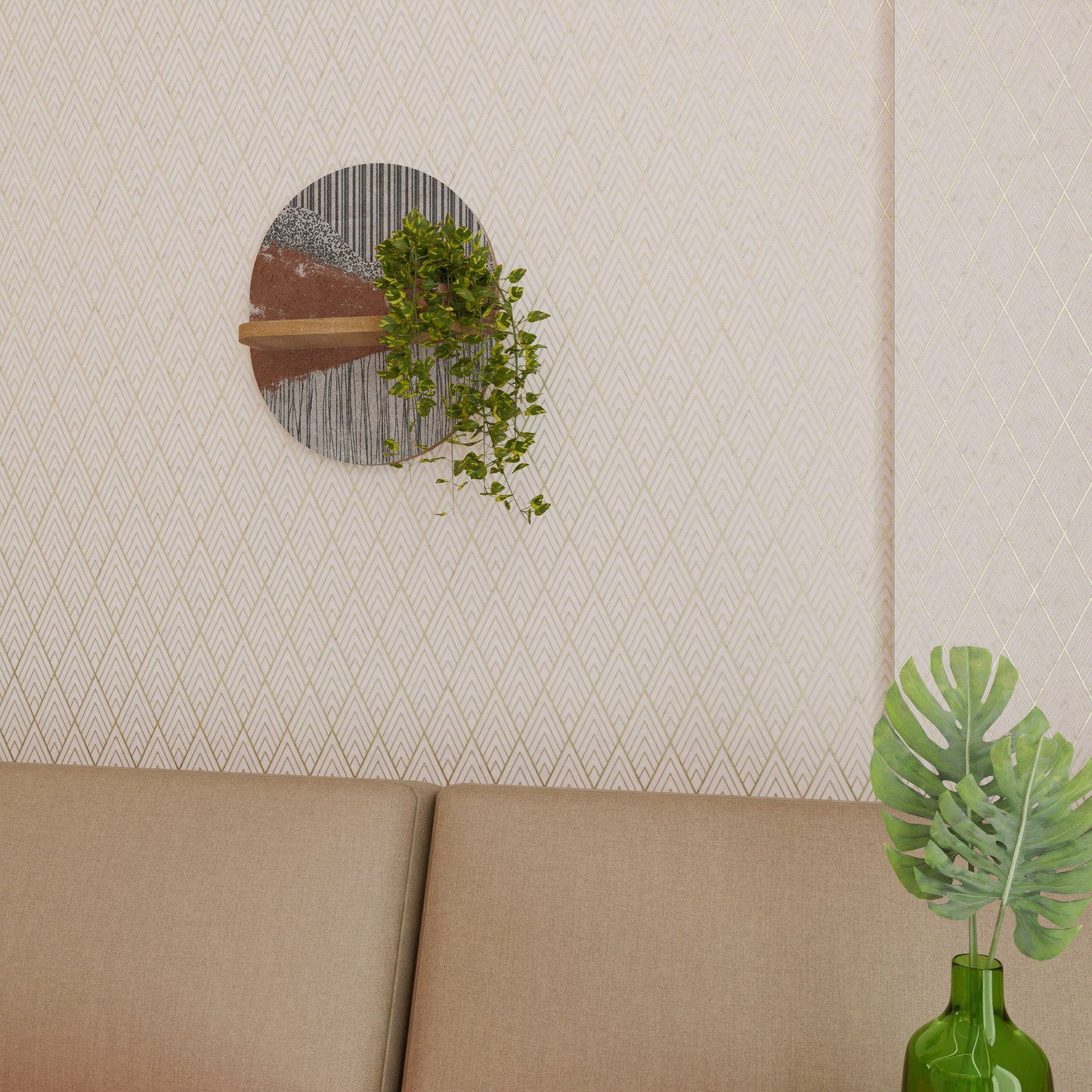 Mensola ovale STRIPED TERRAIN in effetto rovere